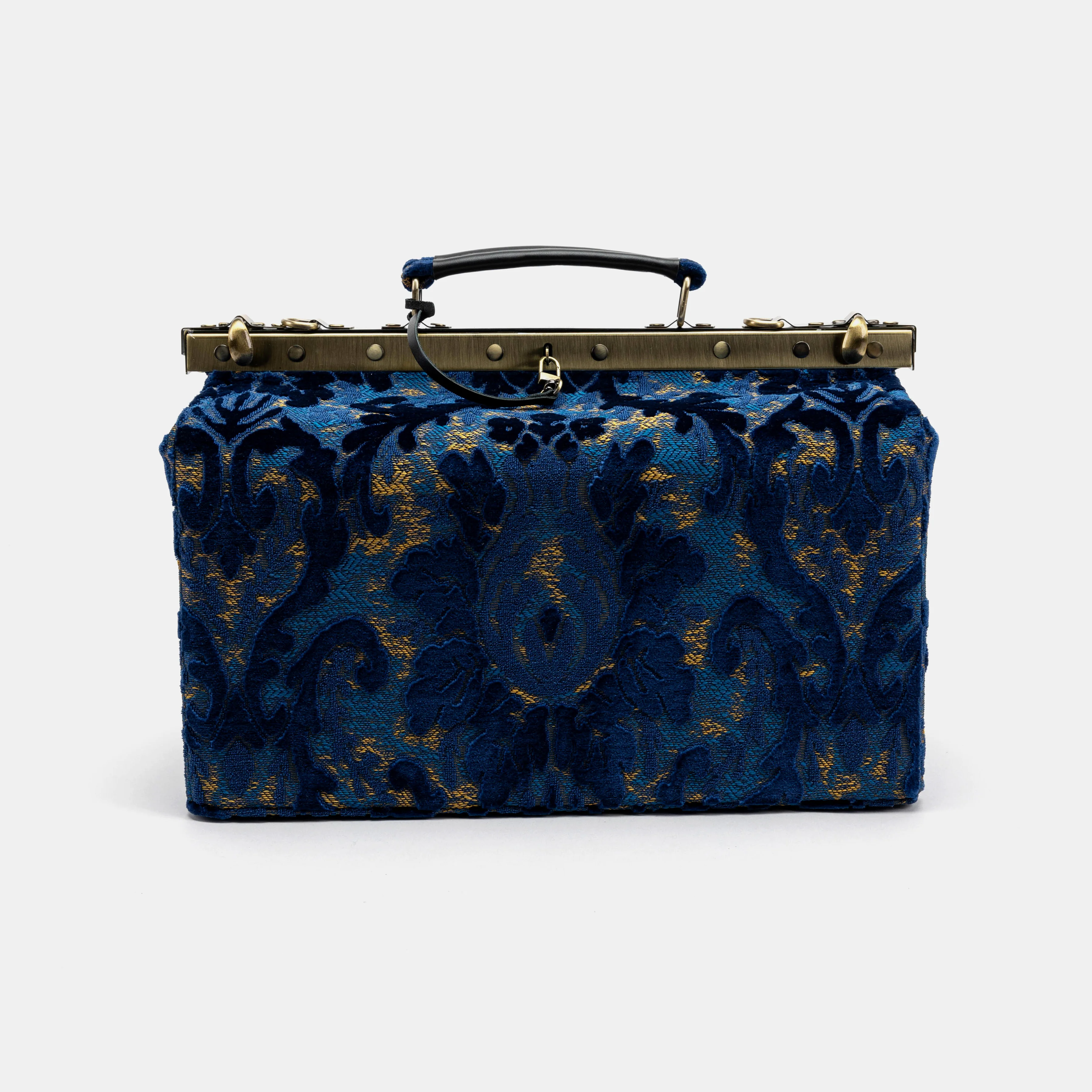 Burnout Velvet Navy Genevieve Carpet Gladstone Bag - Image 2