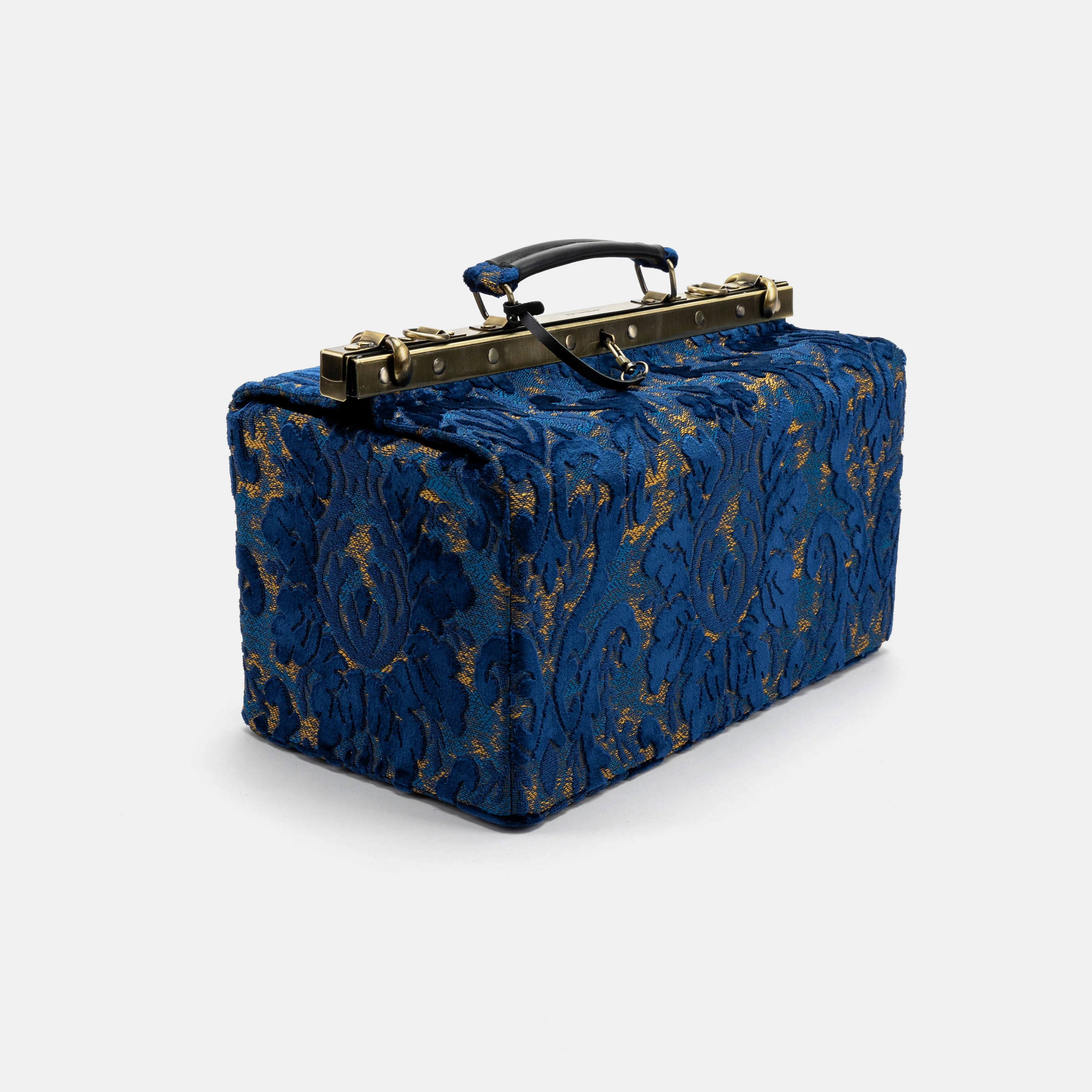 Burnout Velvet Navy Genevieve Carpet Gladstone Bag - Image 3