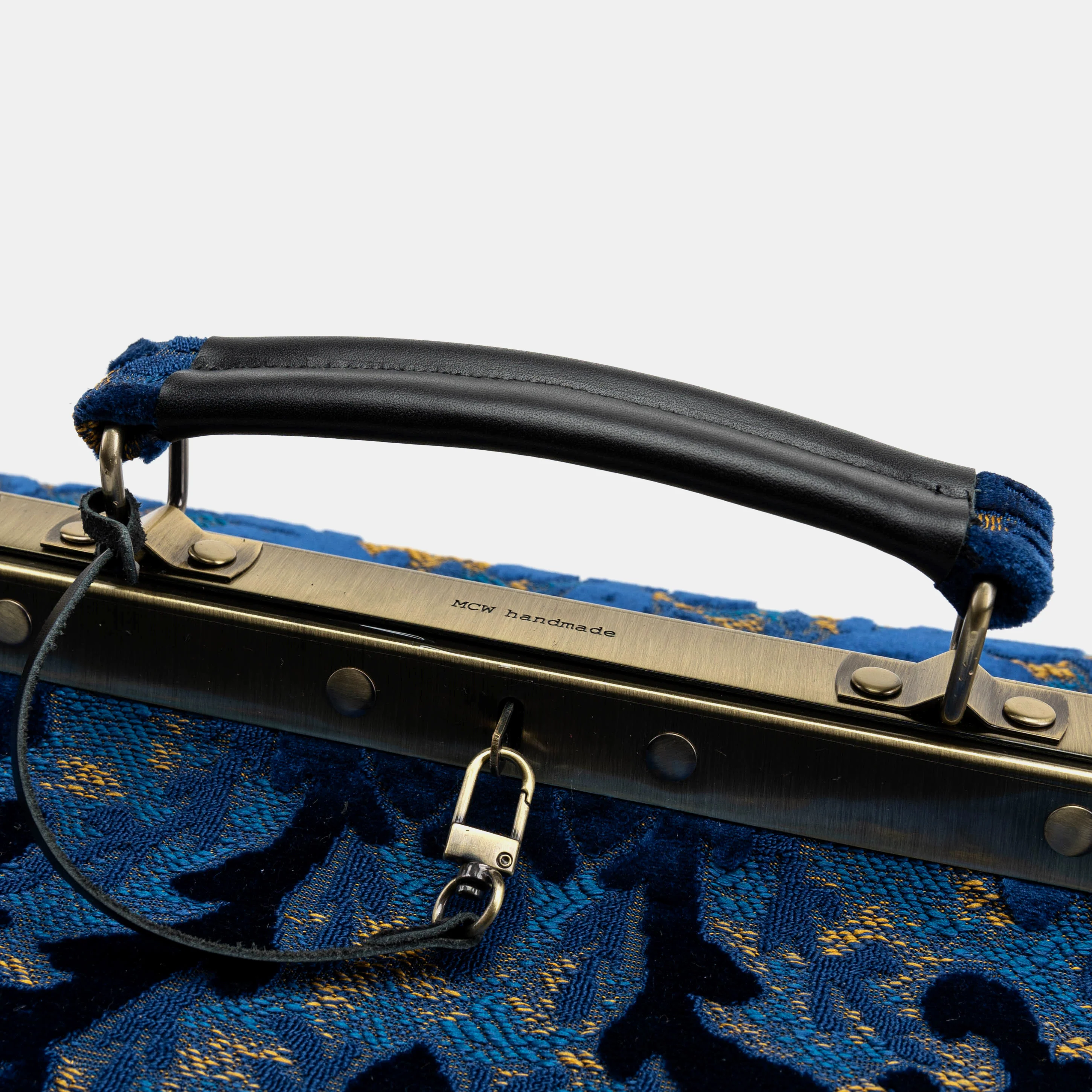 Burnout Velvet Navy Genevieve Carpet Gladstone Bag - Image 5