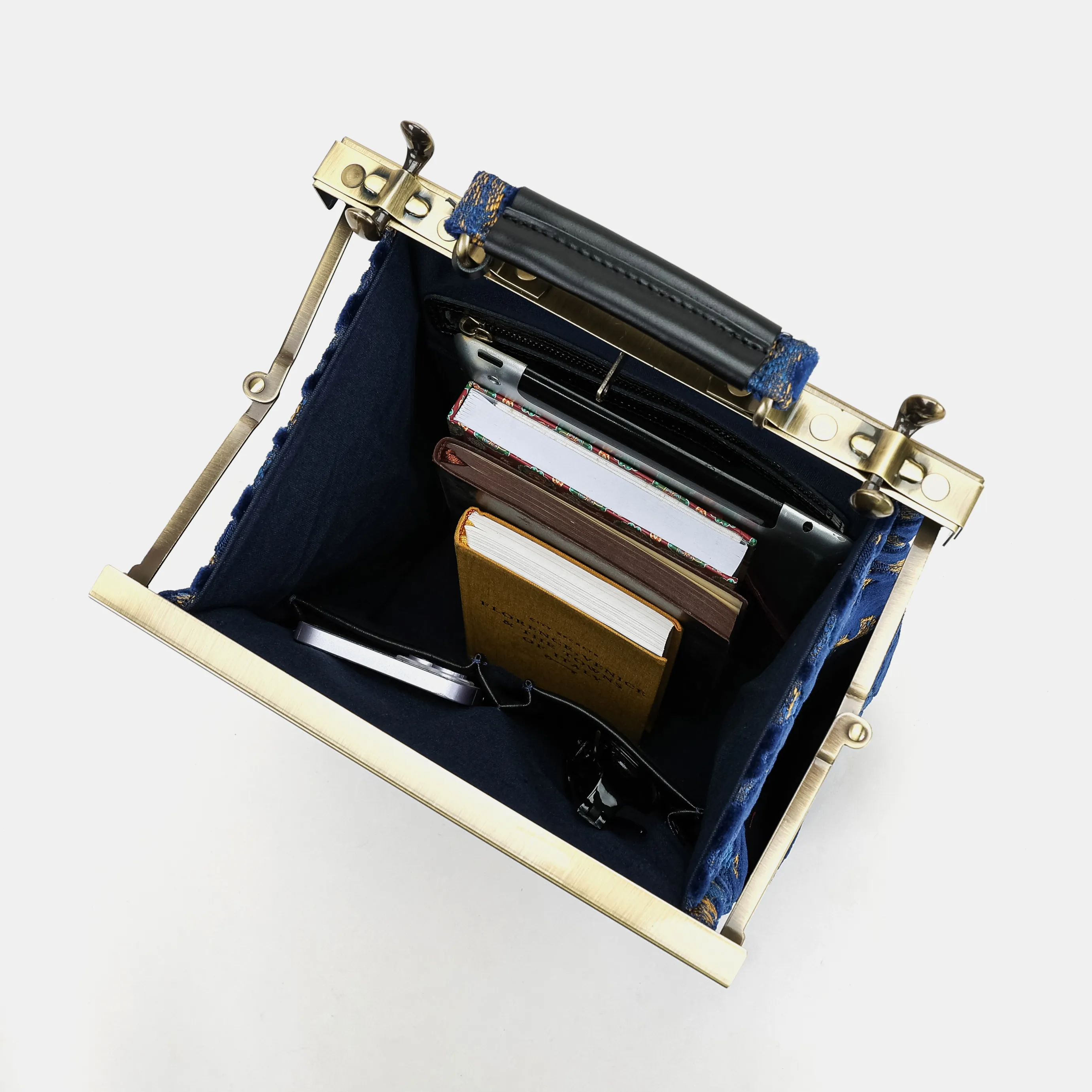 Burnout Velvet Navy Helena Carpet Backpack Gladstone Bag - Image 9