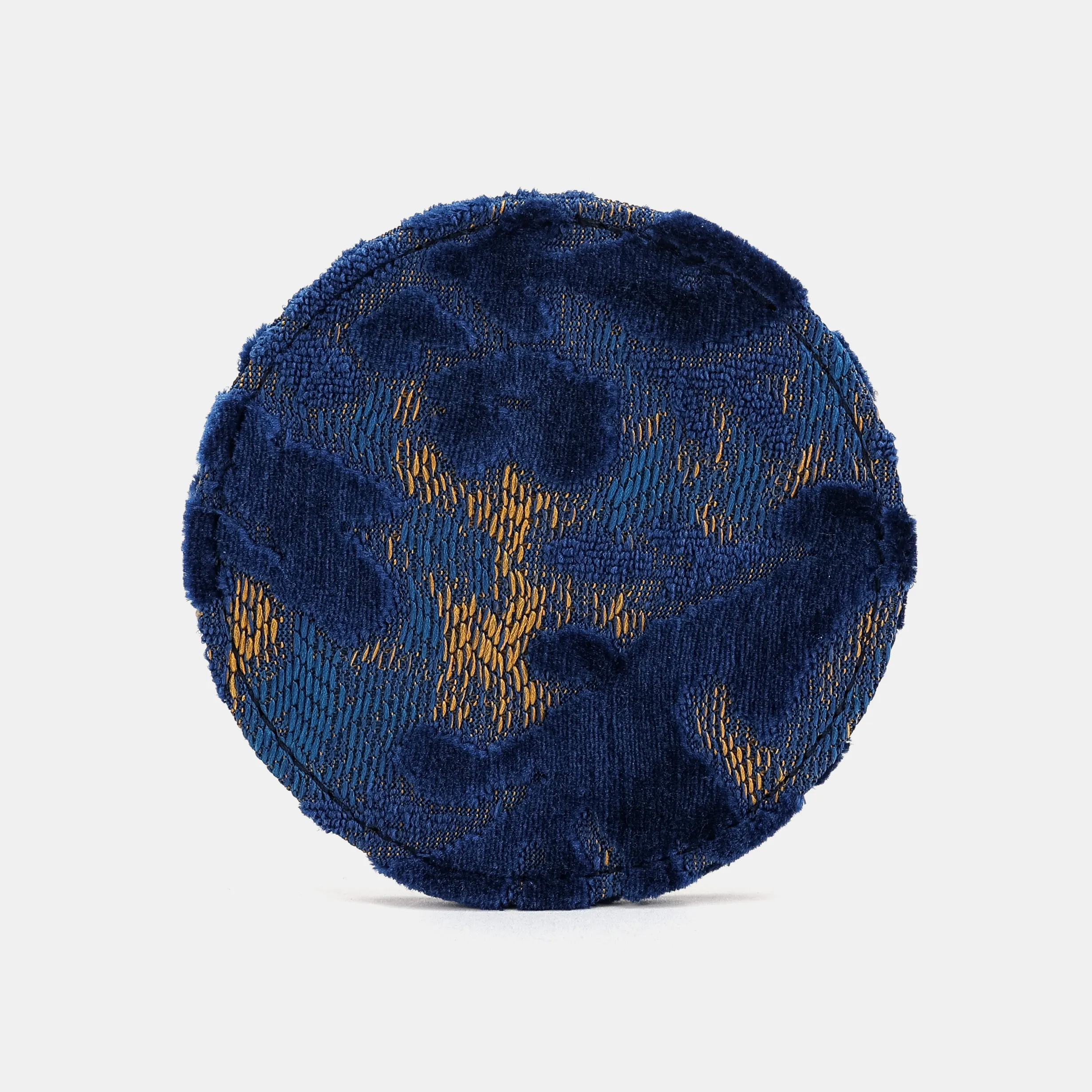 Burnout Velvet Navy Round Coaster Set with Holder - Image 3