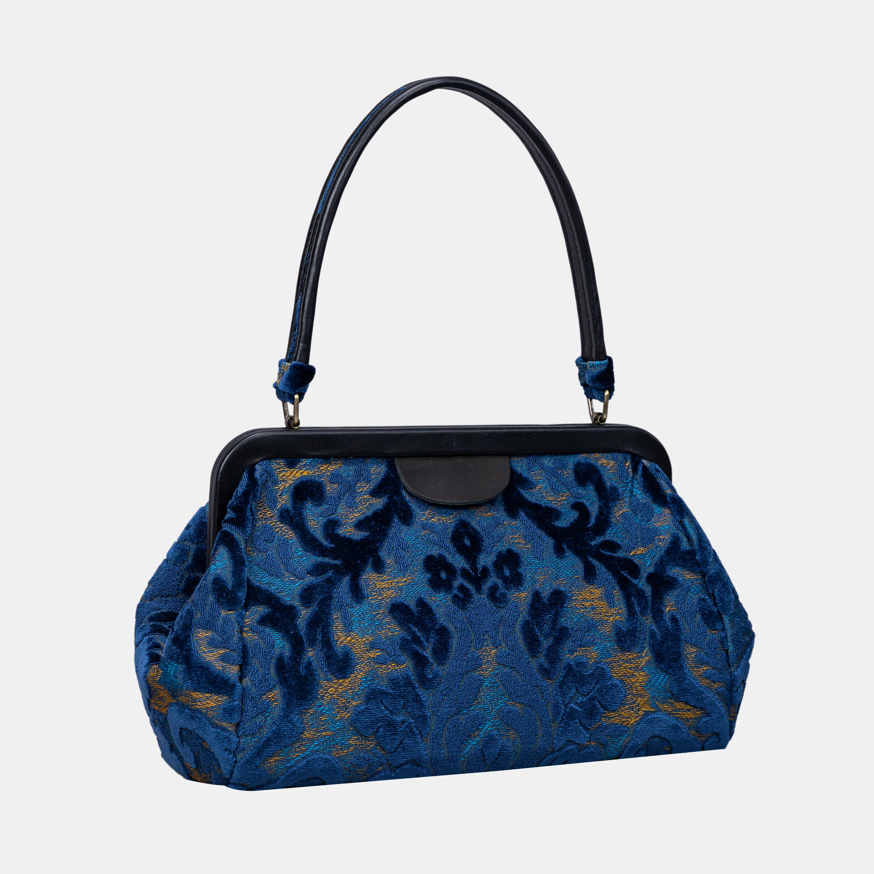 Burnout Velvet Navy Shoulder Bag - Image 3