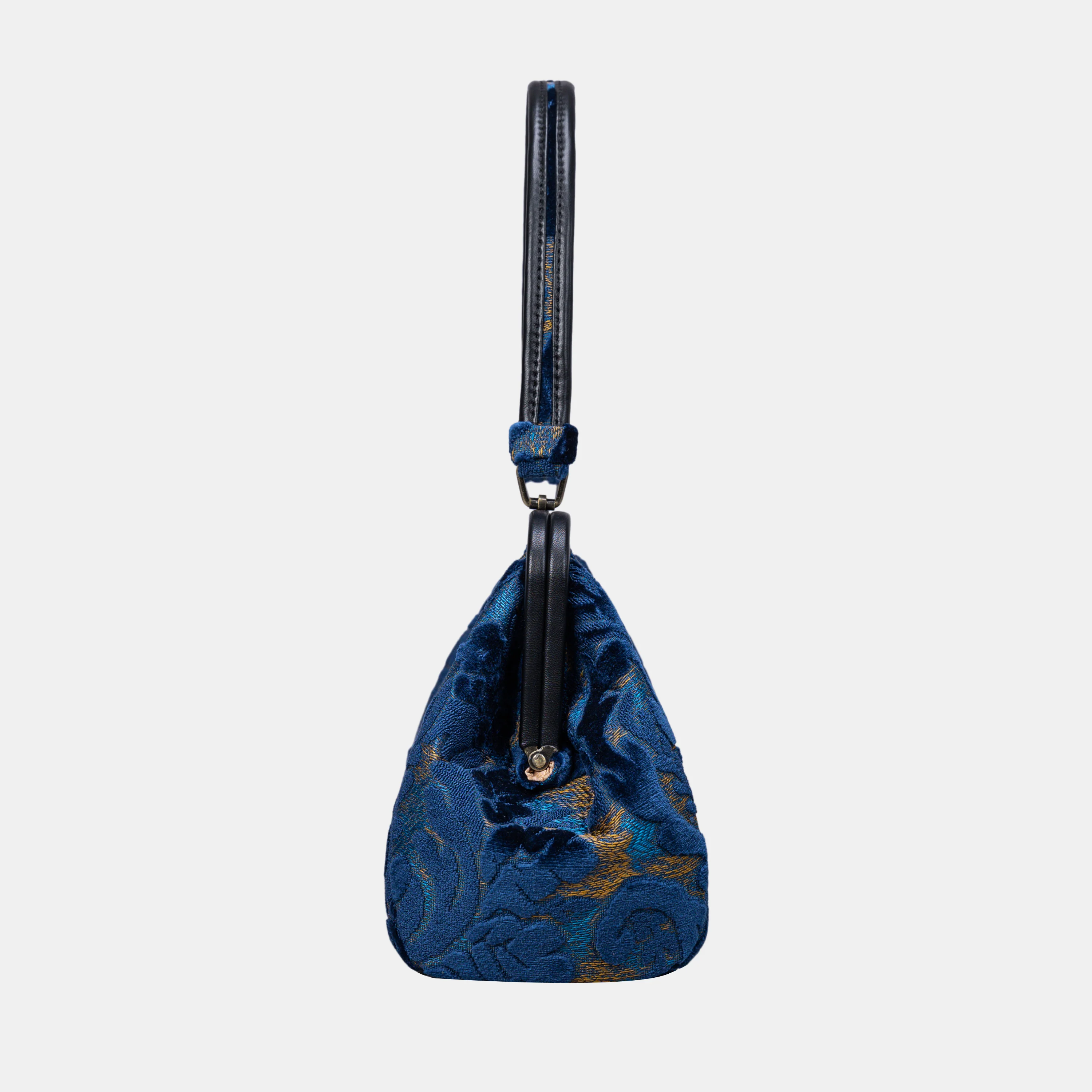 Burnout Velvet Navy Shoulder Bag - Image 4