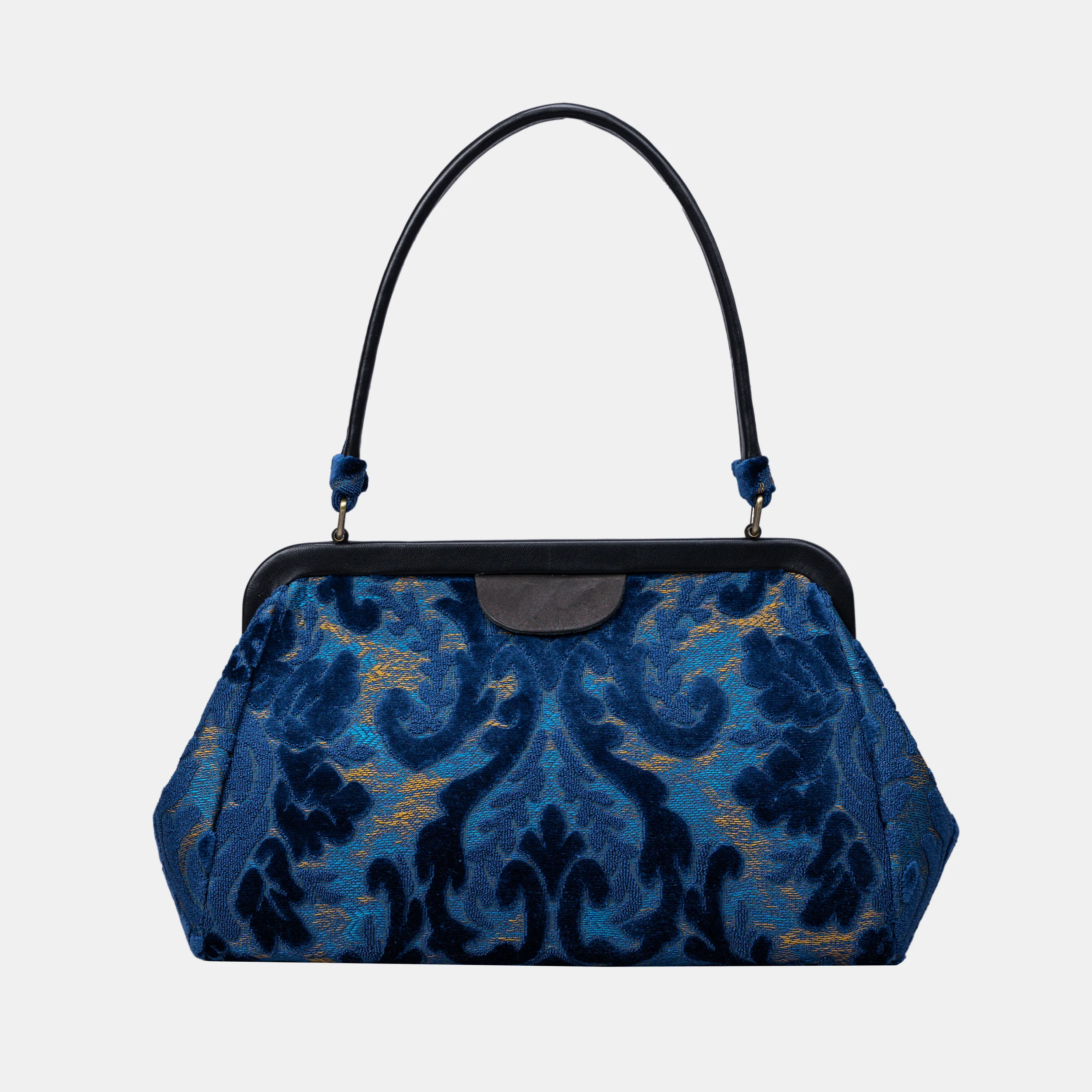 Burnout Velvet Navy Shoulder Bag - Image 5