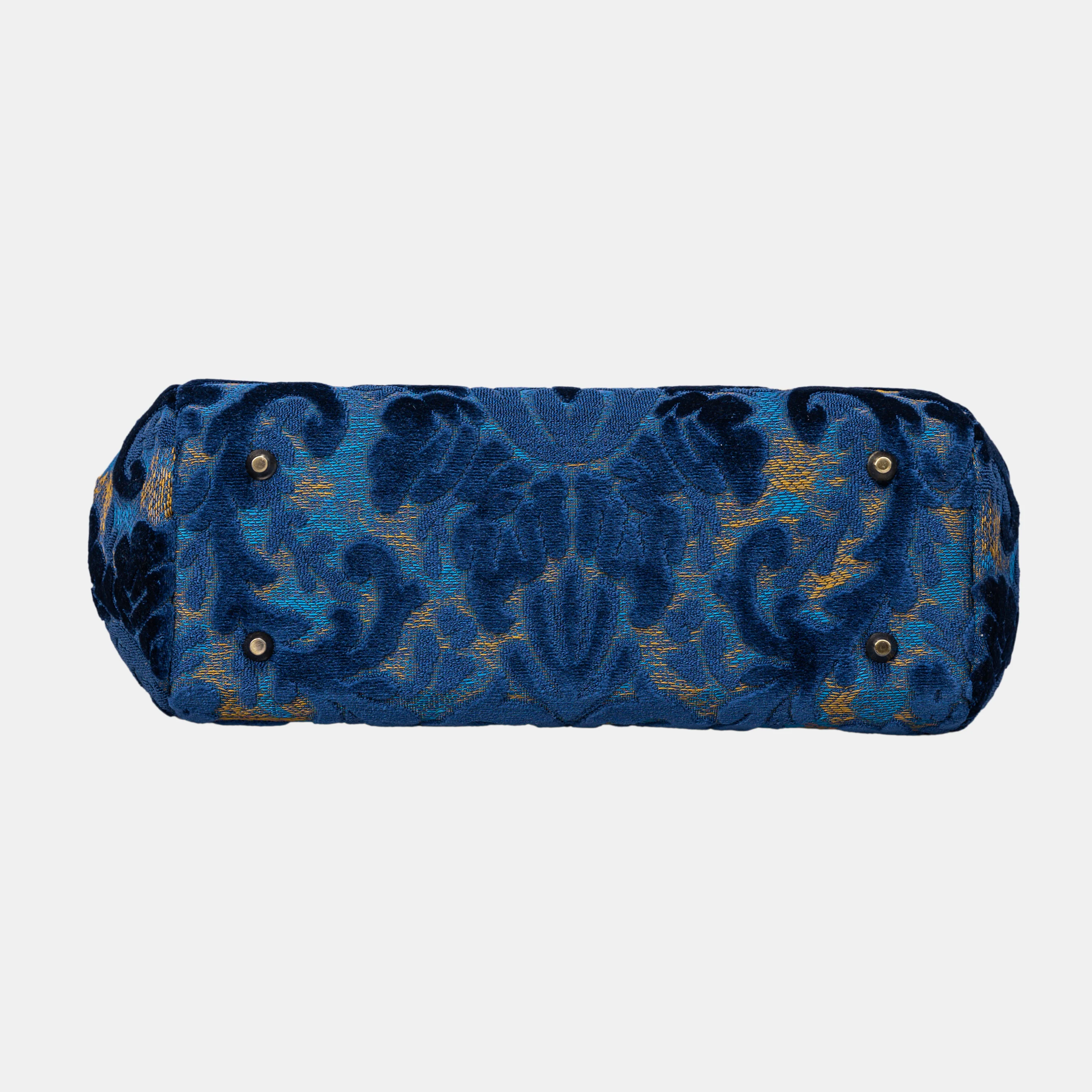 Burnout Velvet Navy Shoulder Bag - Image 6