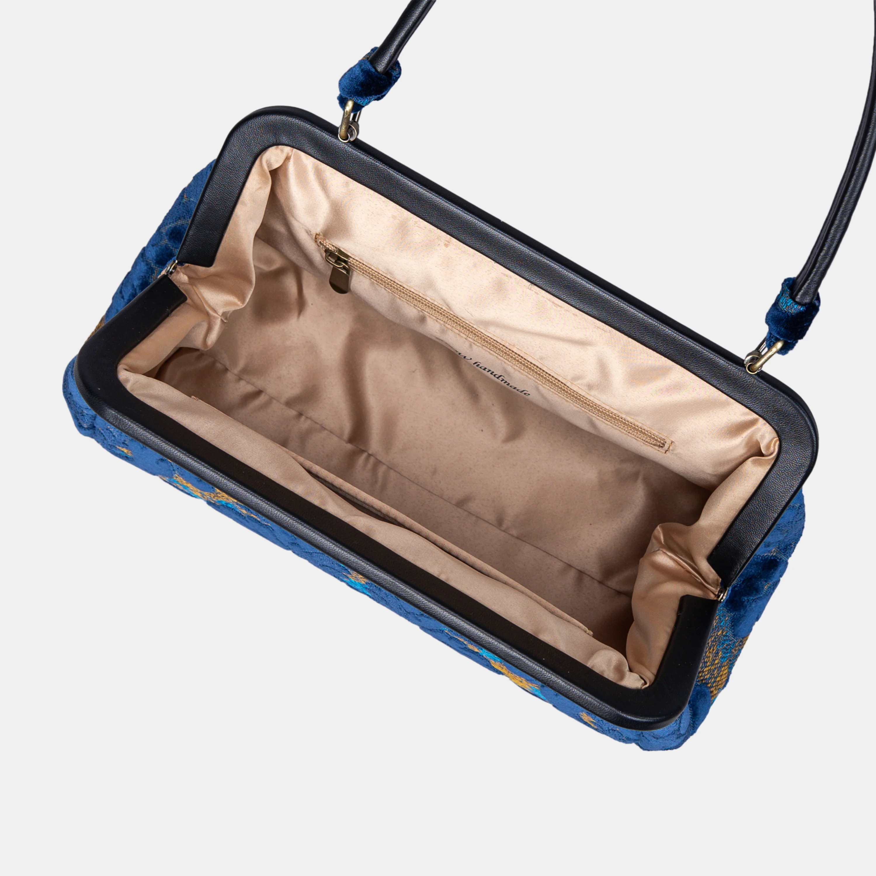 Burnout Velvet Navy Shoulder Bag - Image 7