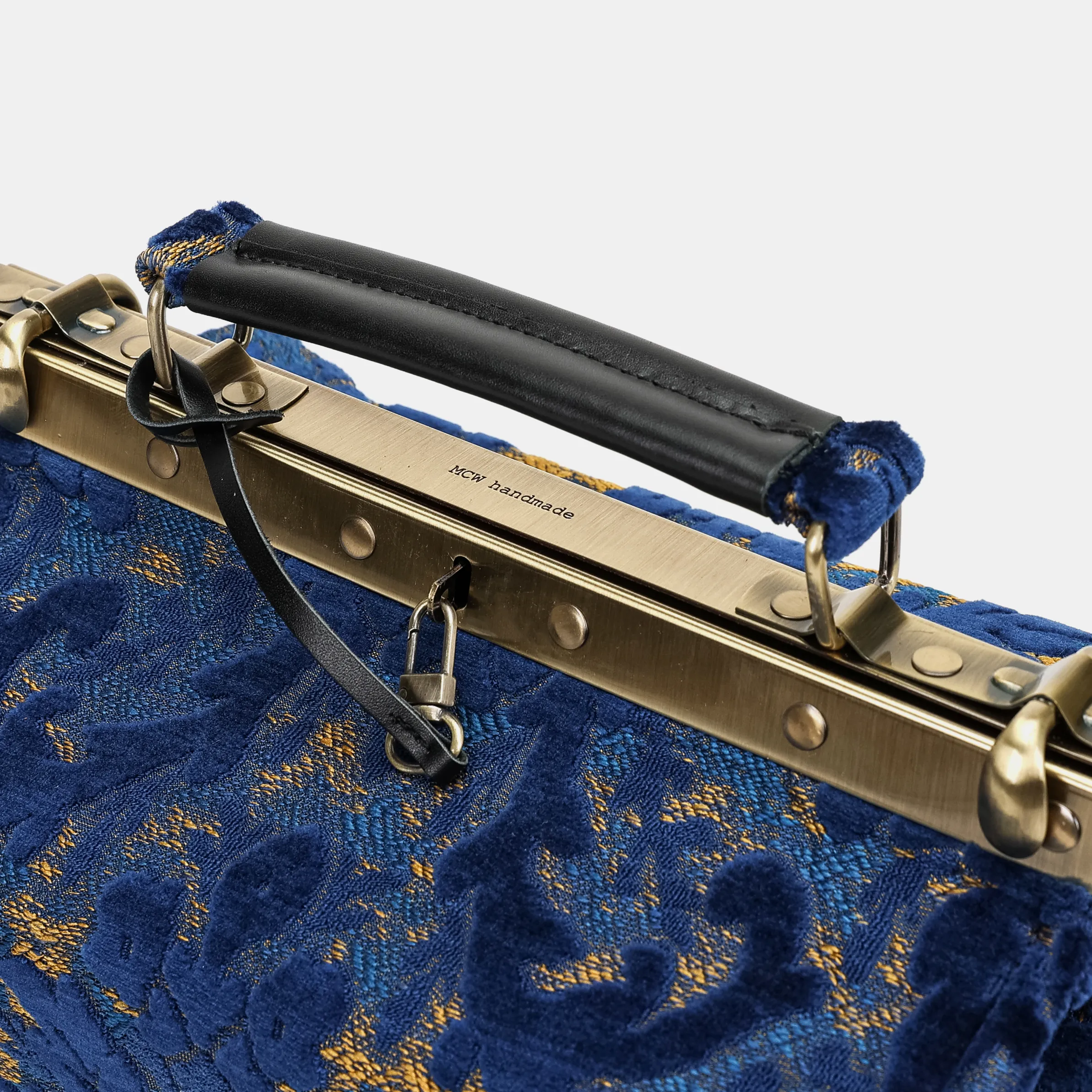 Burnout Velvet Navy Vivienne Carpet Purse Gladstone Bag - Image 7