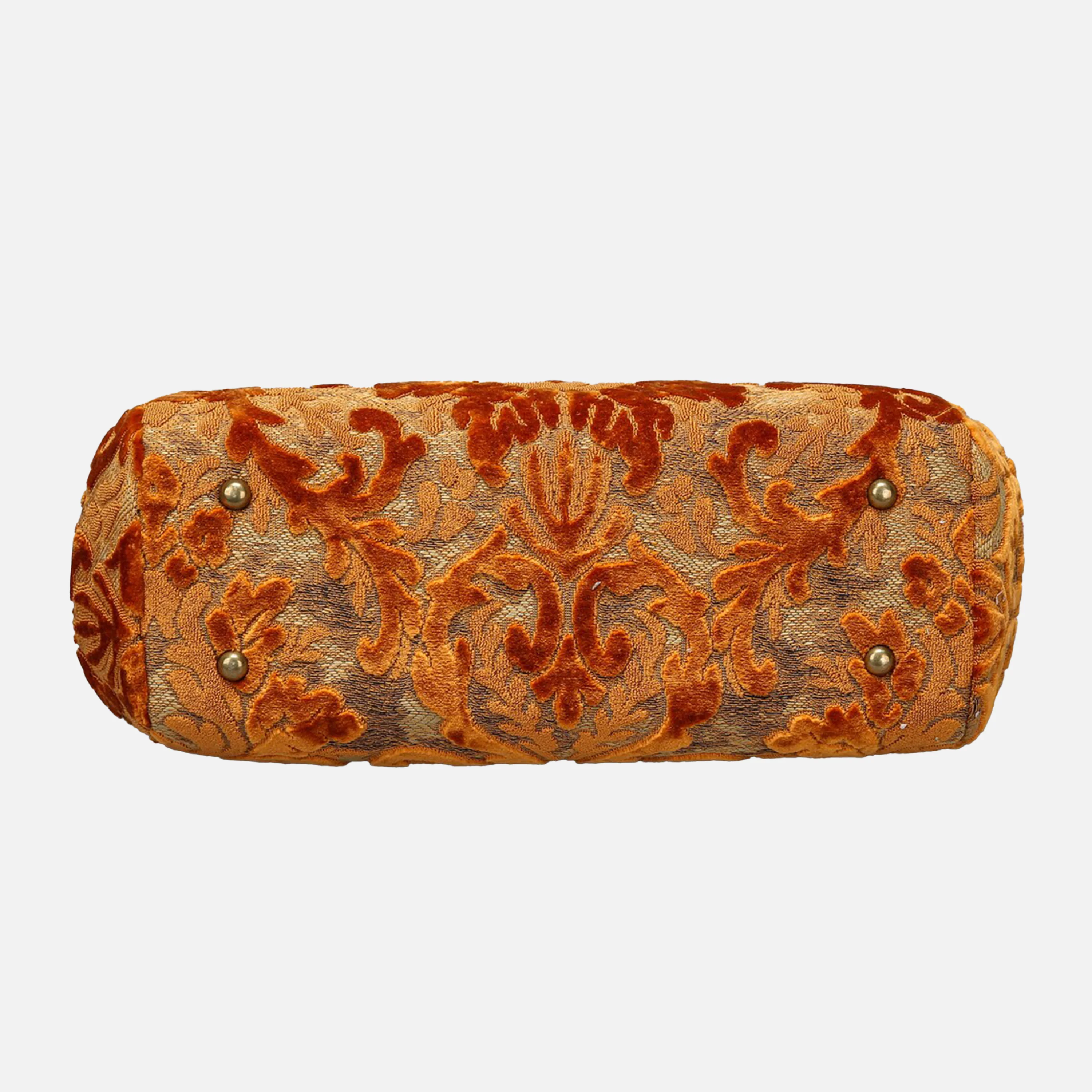 Burnout Velvet Orange Top Handle Purse - Image 5