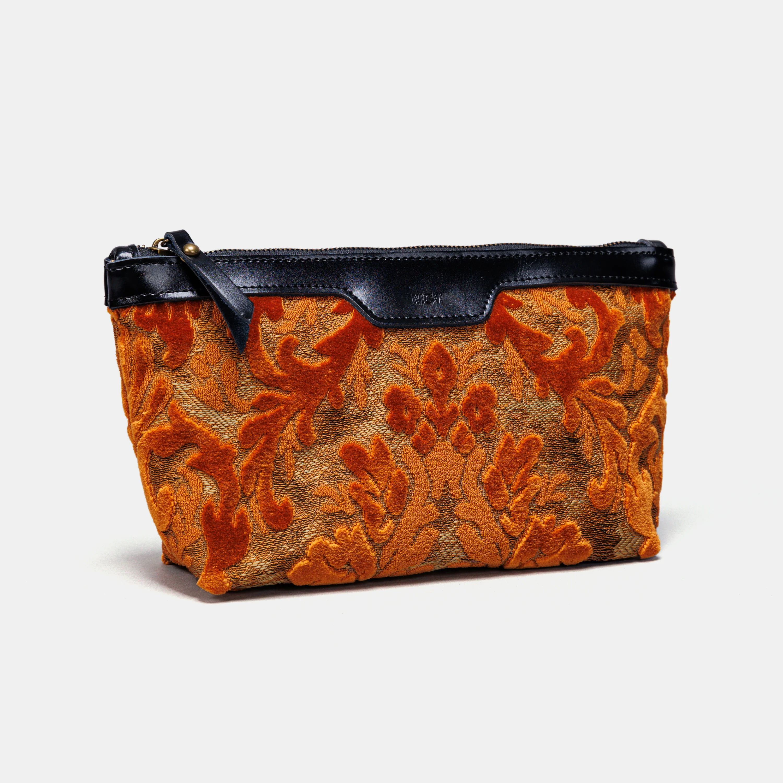 Burnout Velvet Orange Carpet Makeup Bag - Image 2