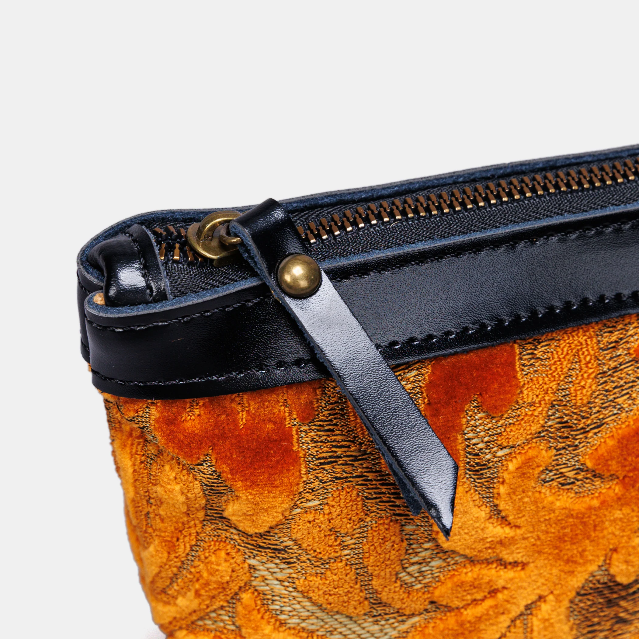 Burnout Velvet Orange Carpet Makeup Bag - Image 4