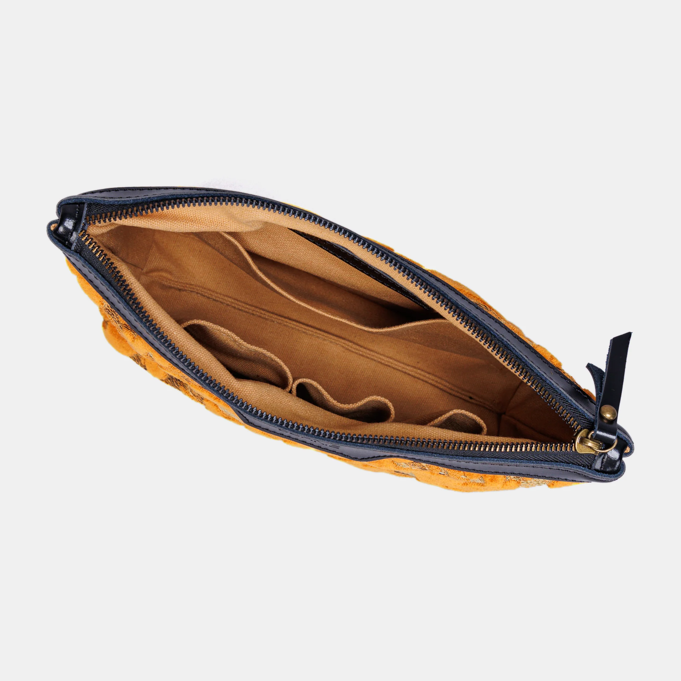 Burnout Velvet Orange Carpet Makeup Bag - Image 5