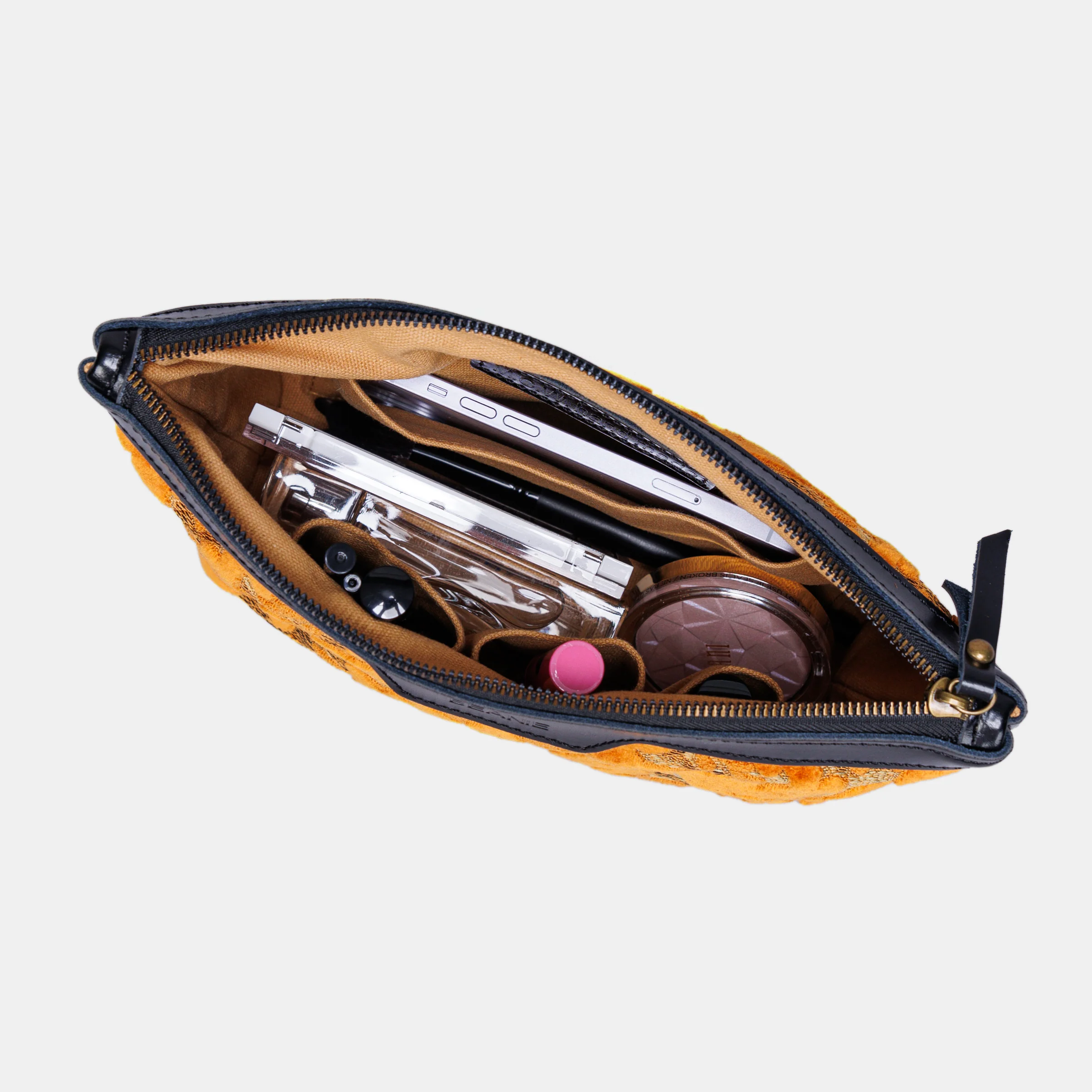 Burnout Velvet Orange Carpet Makeup Bag - Image 6