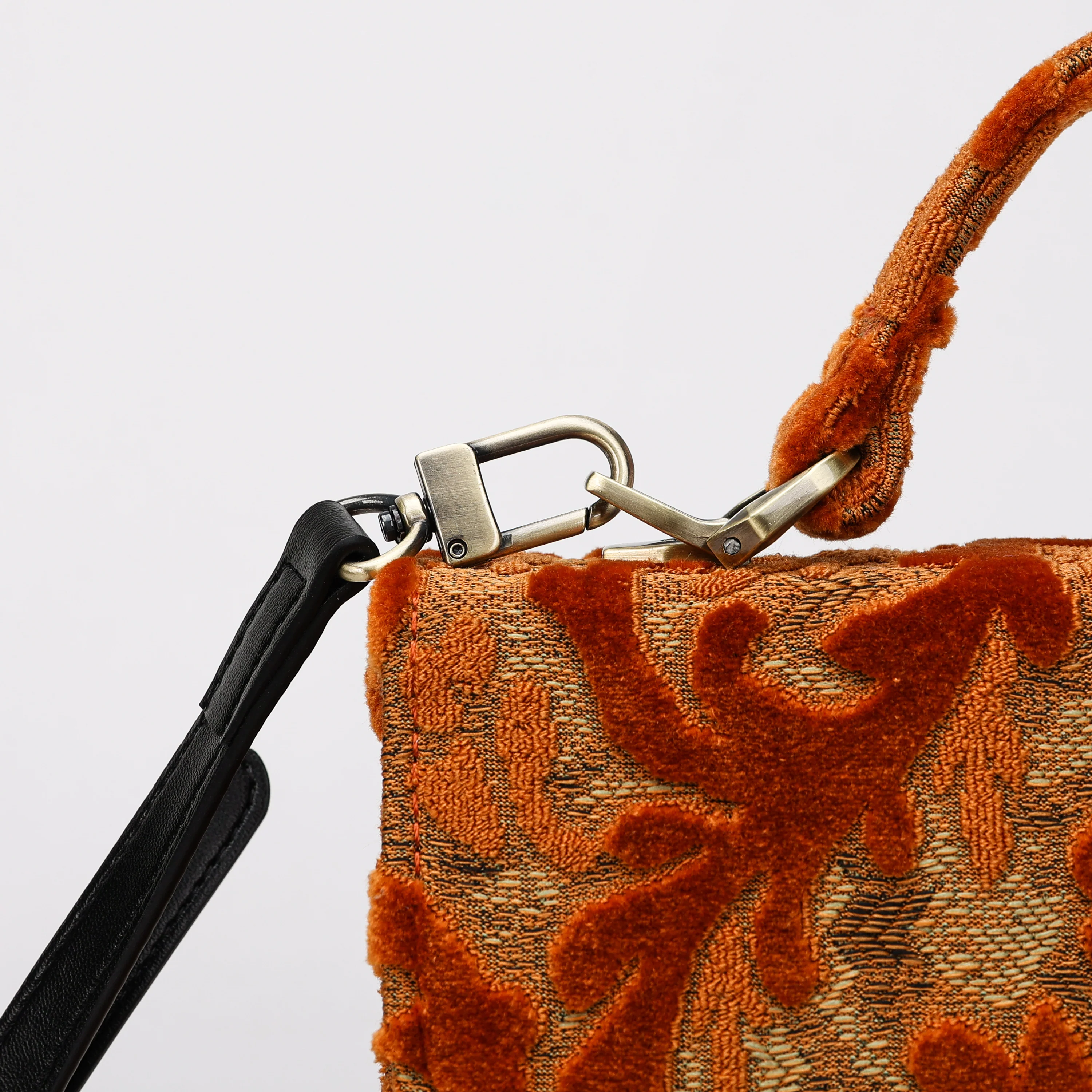 Burnout Velvet Orange Flap Satchel - Image 8