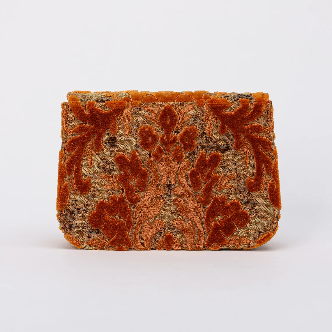Burnout Velvet Orange Flap Crossbody Bag - Image 6