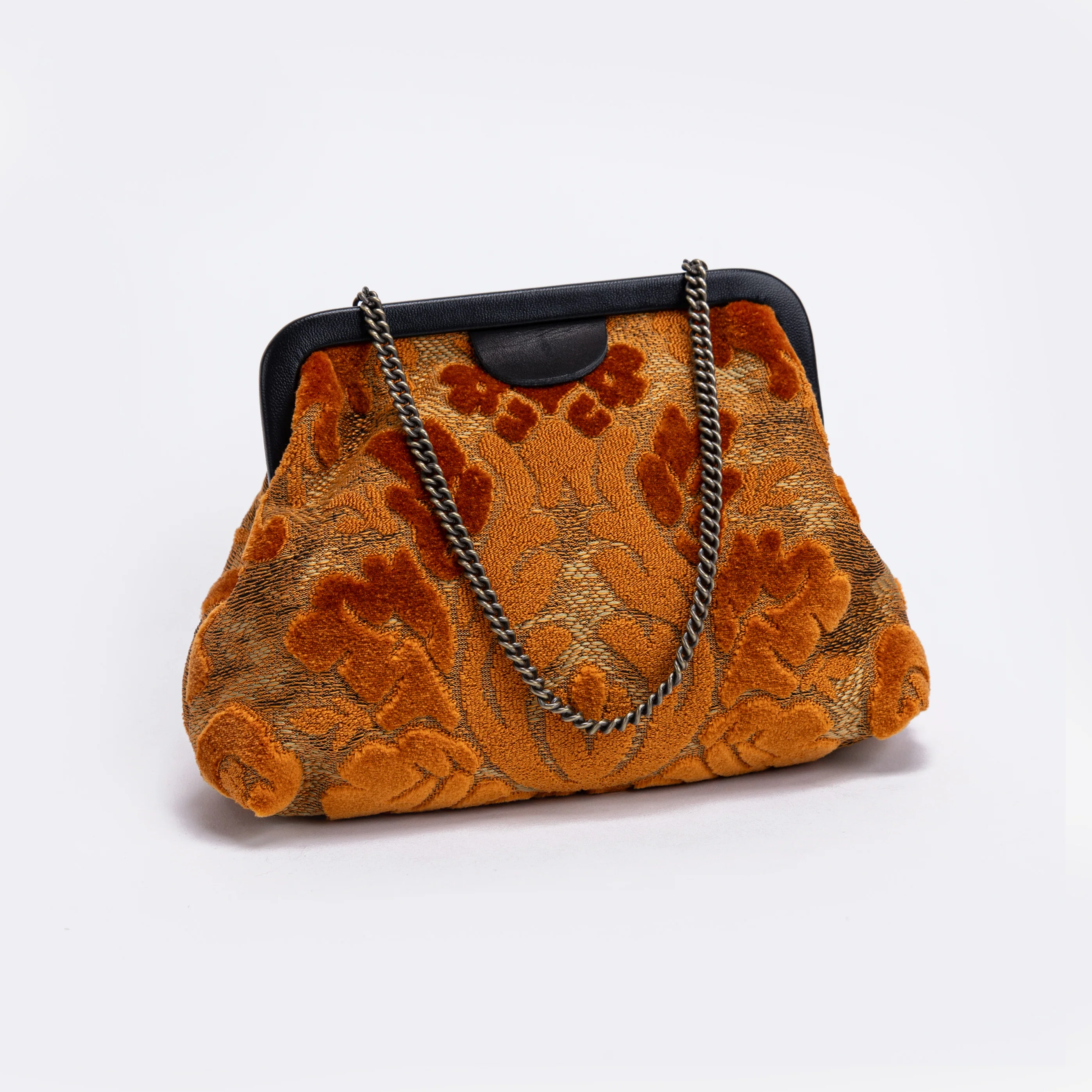 Burnout Velvet Orange Alma Clutch