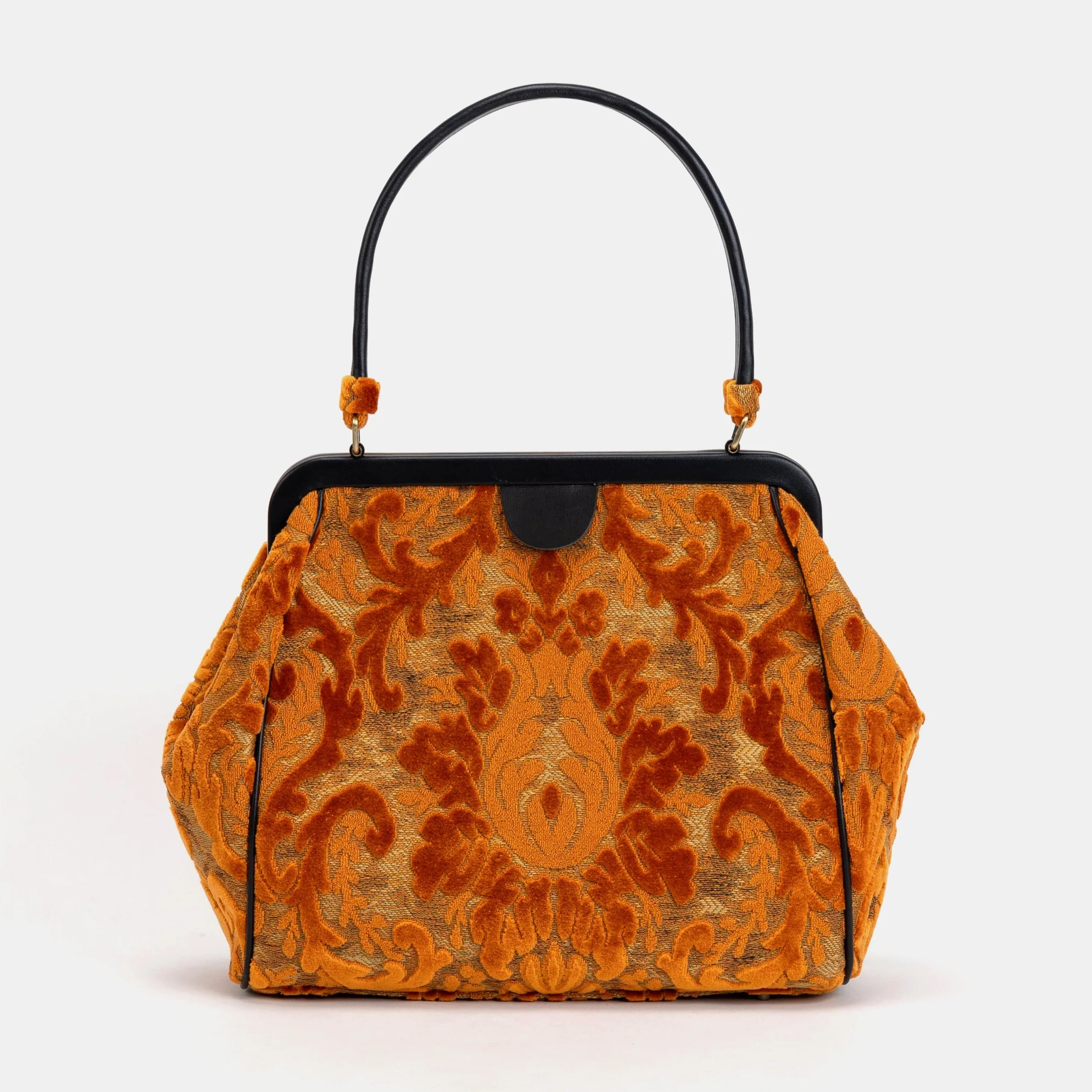 Burnout Velvet Orange Alma Shoulder Bag