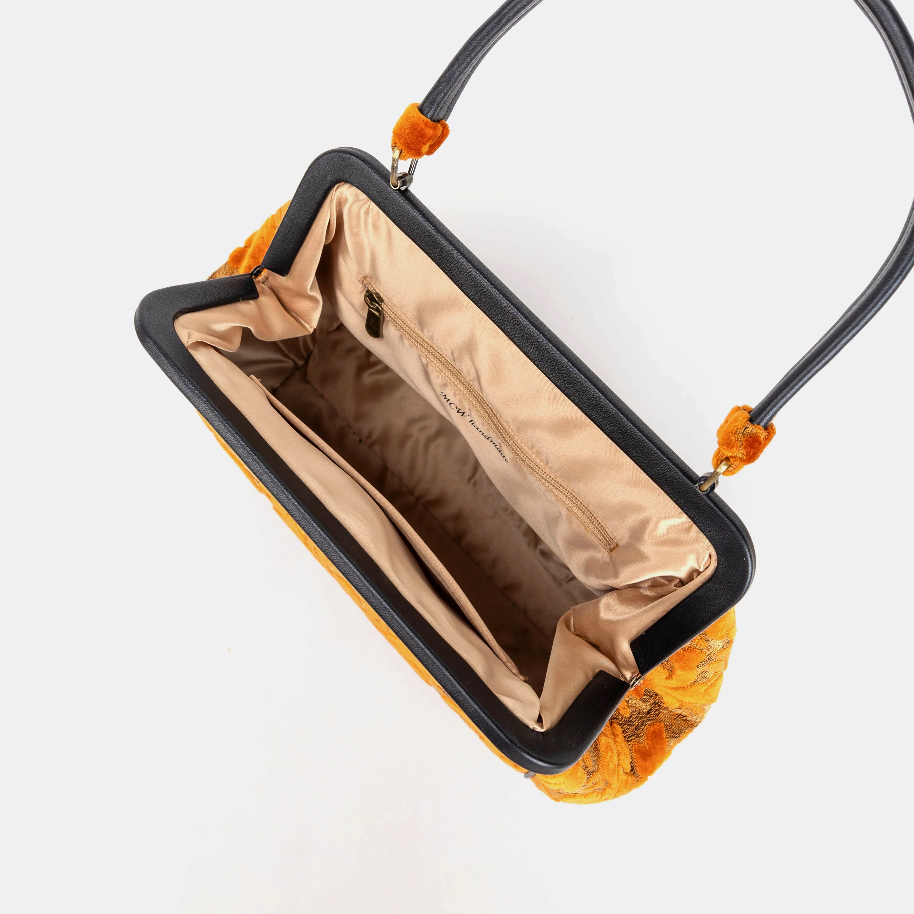 Burnout Velvet Orange Alma Shoulder Bag - Image 2