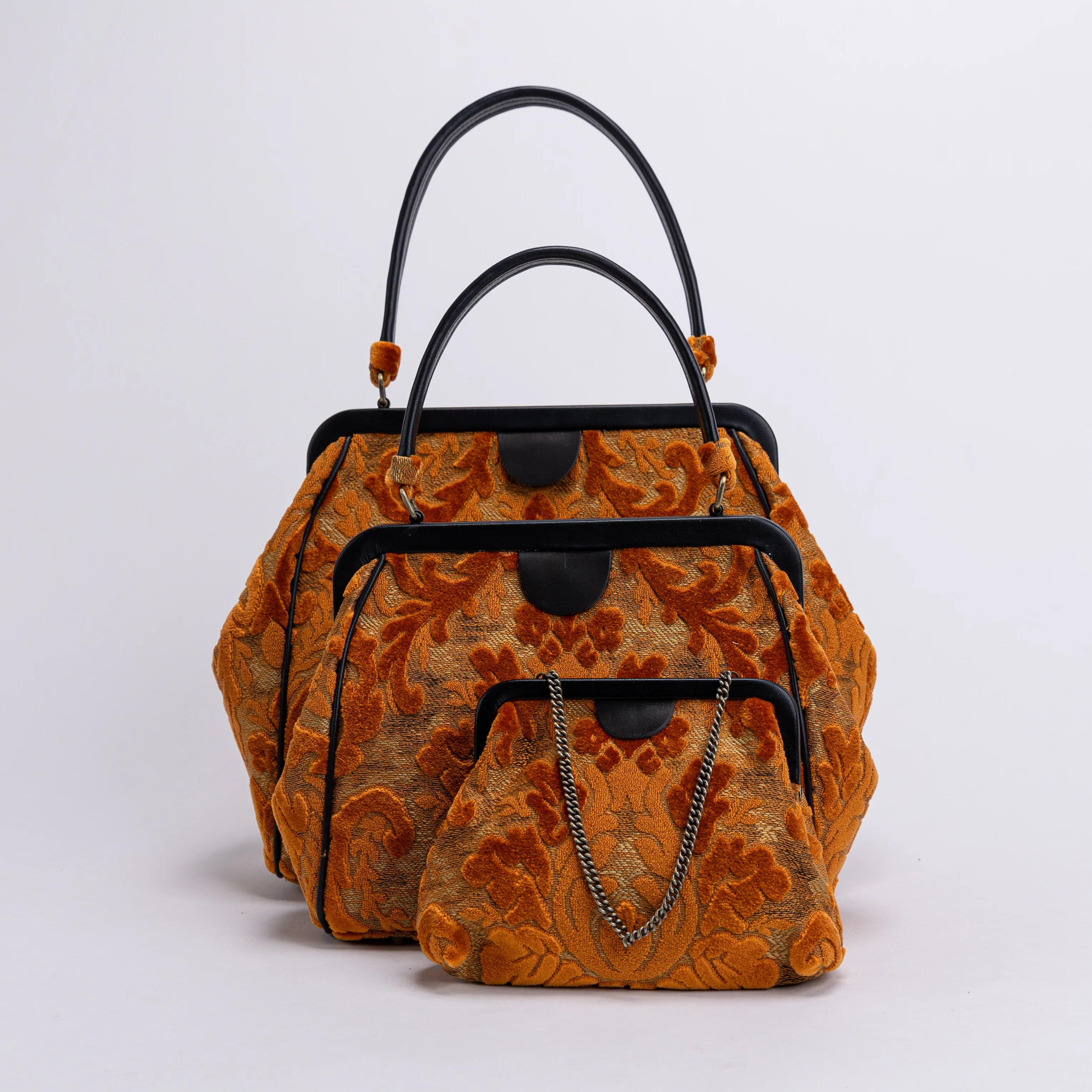 Burnout Velvet Orange Alma Clutch - Image 8