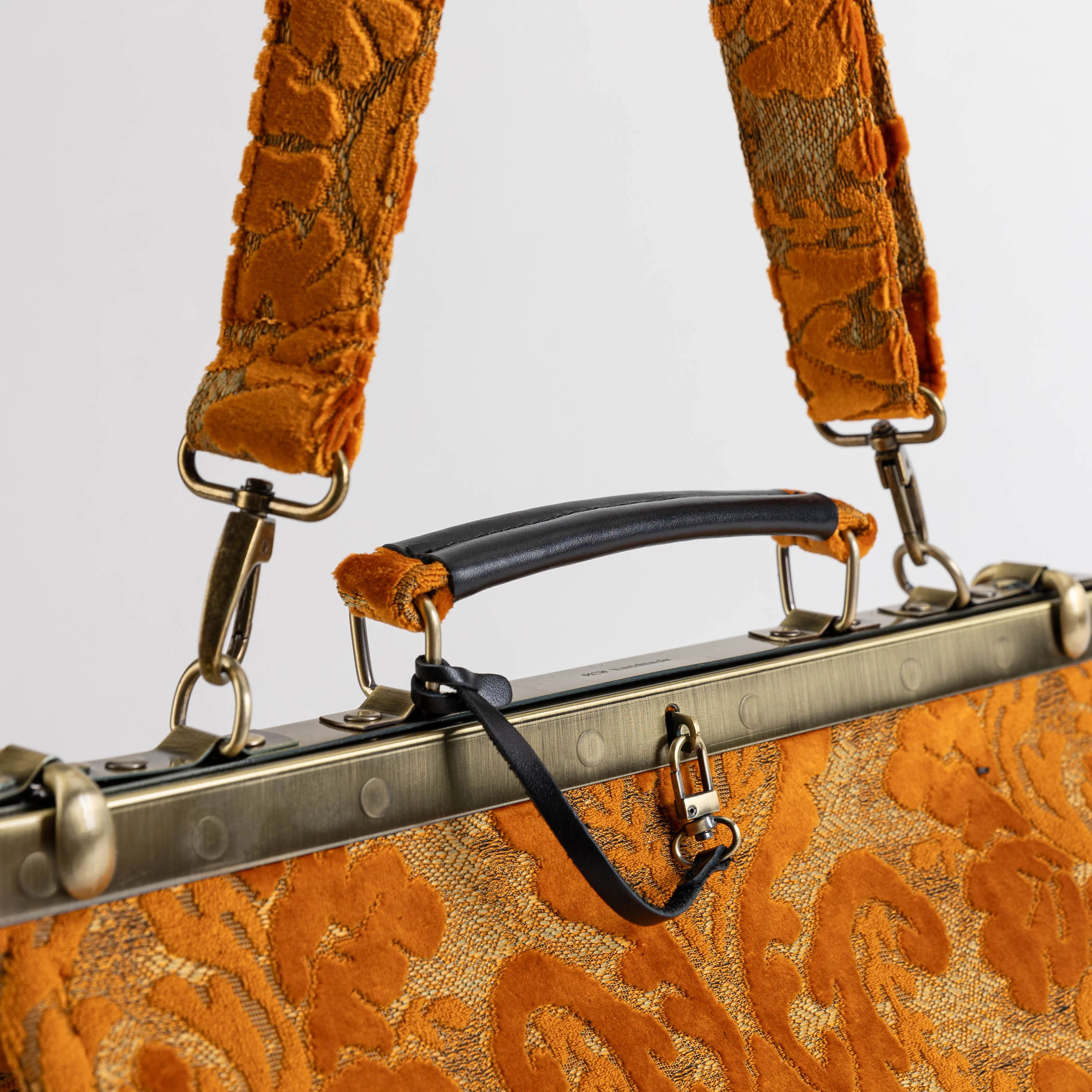 Burnout Velvet Orange Celine Carpet Gladstone Bag - Image 4