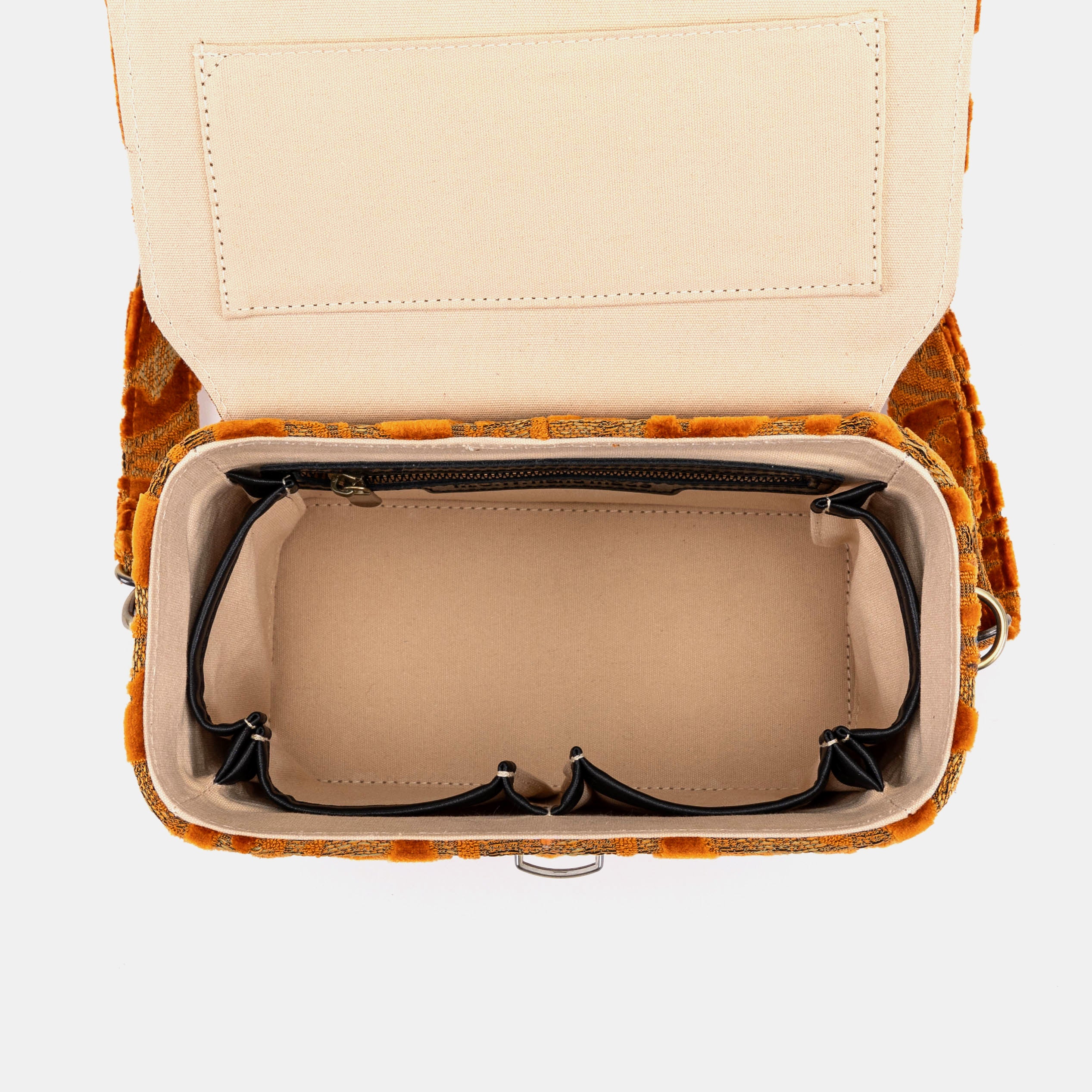 Burnout Velvet Orange Clara Medium Train Case Purse - Image 10