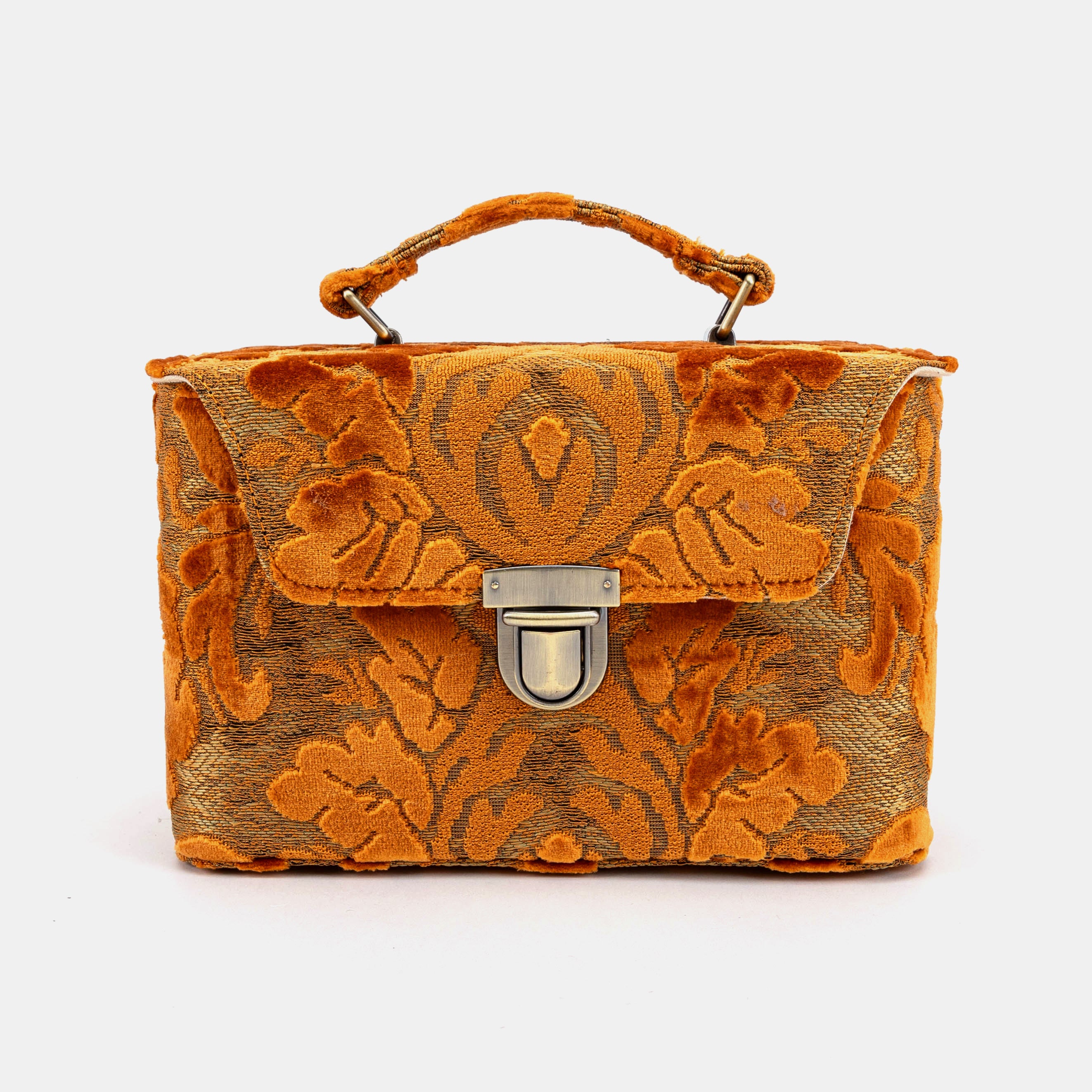 Burnout Velvet Orange Clara Medium Train Case Purse - Image 2