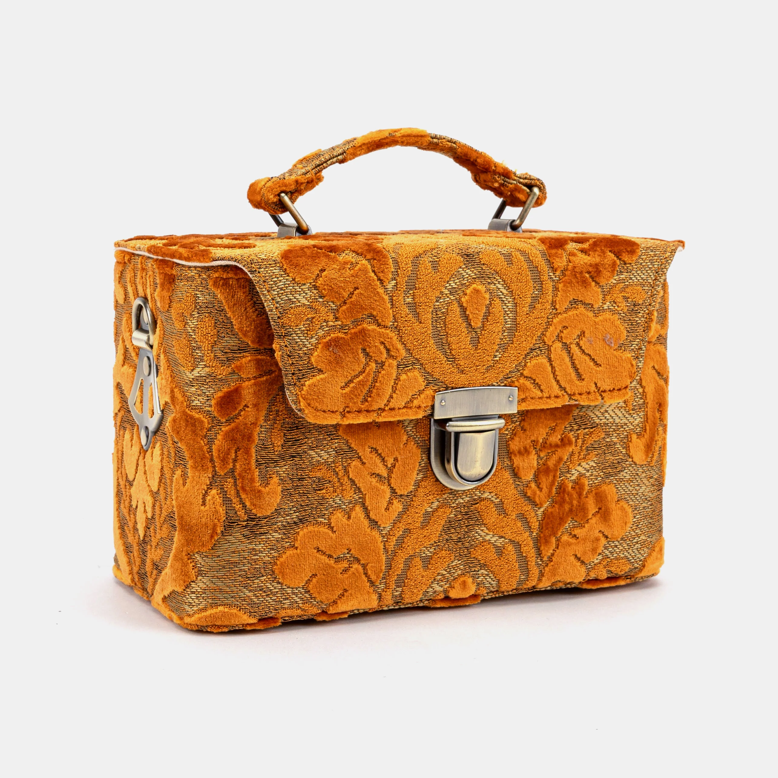 Burnout Velvet Orange Clara Medium Train Case Purse - Image 3