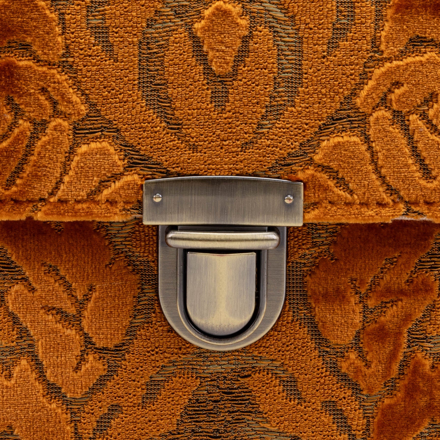 Burnout Velvet Orange Clara Medium Train Case Purse - Image 4