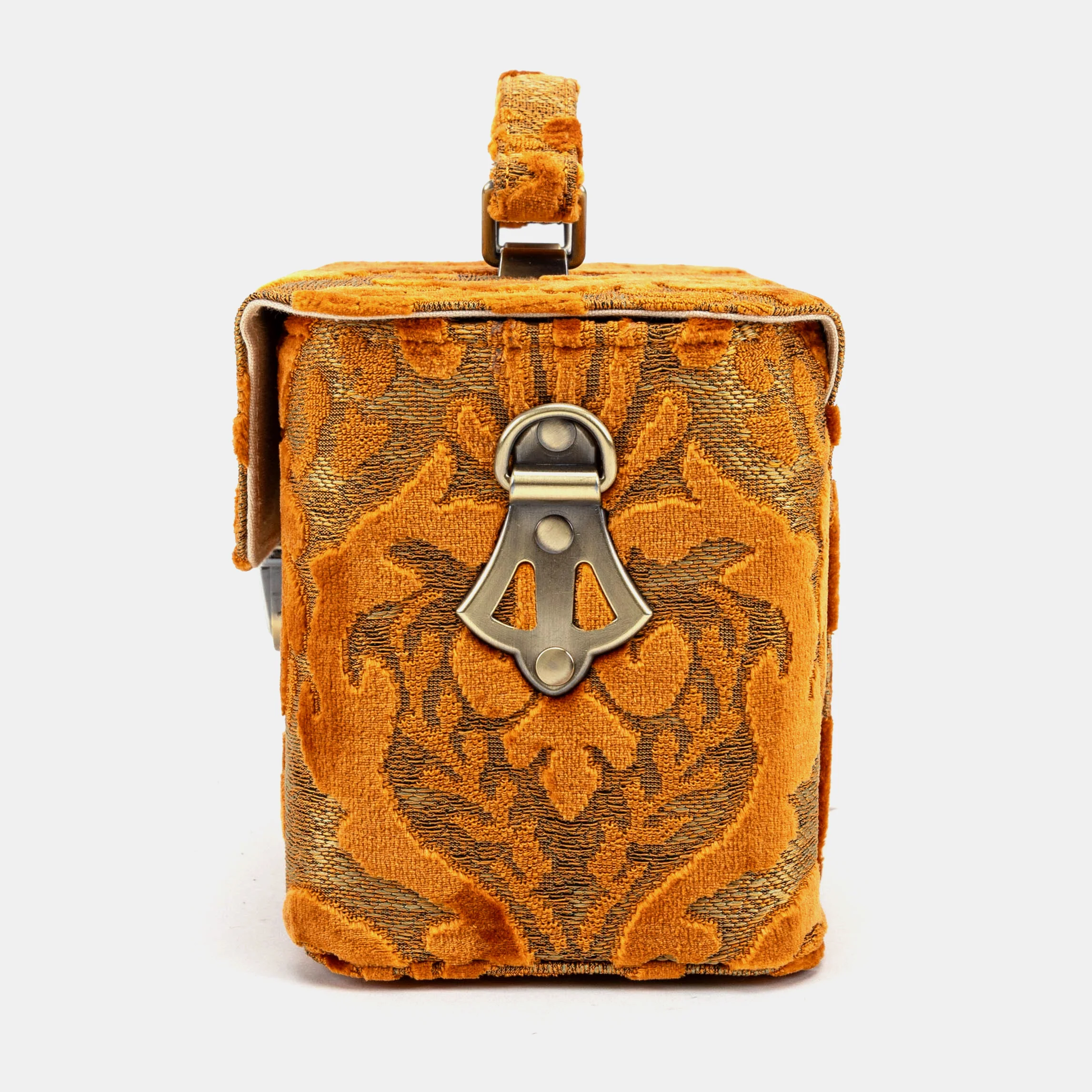 Burnout Velvet Orange Clara Medium Train Case Purse - Image 5