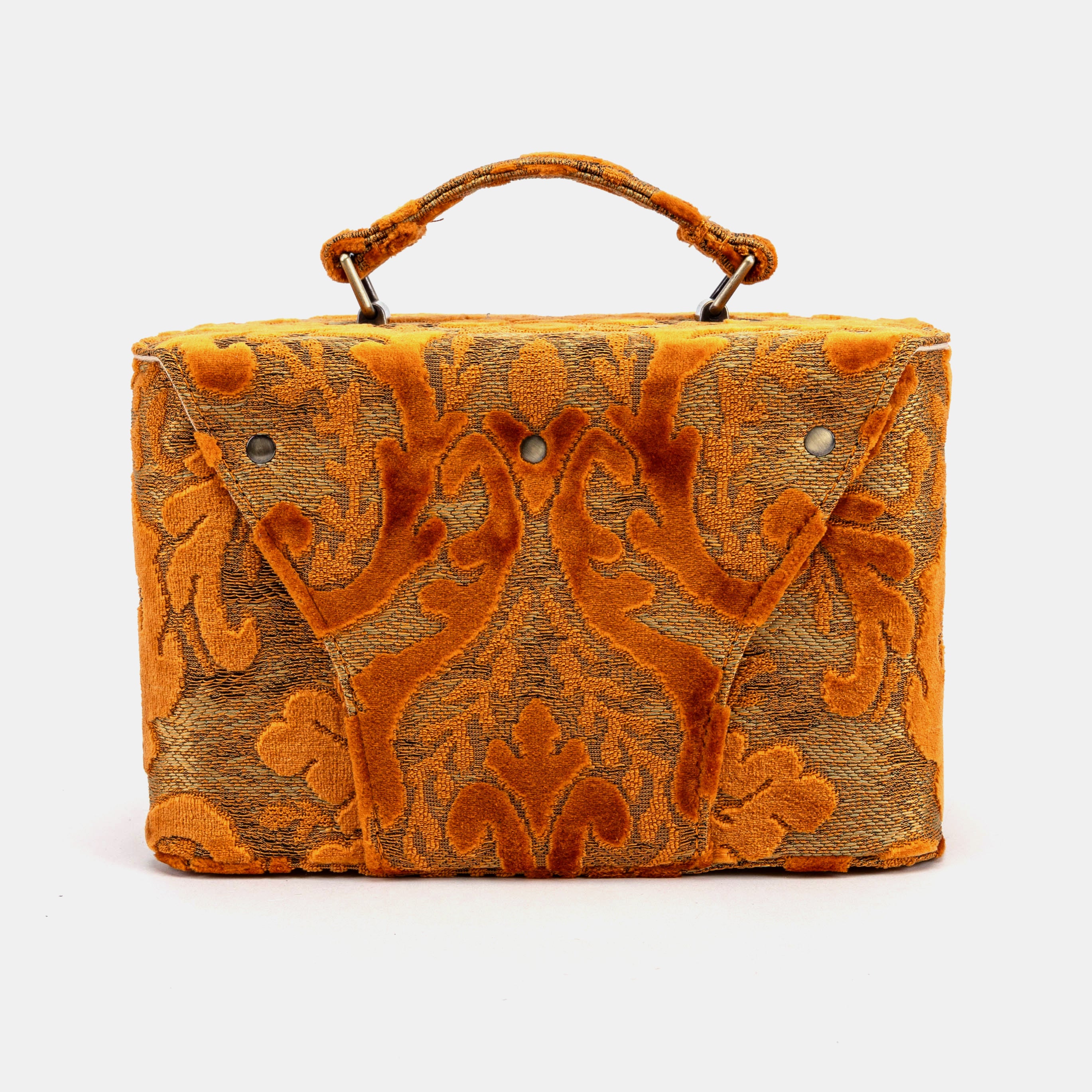 Burnout Velvet Orange Clara Medium Train Case Purse - Image 6