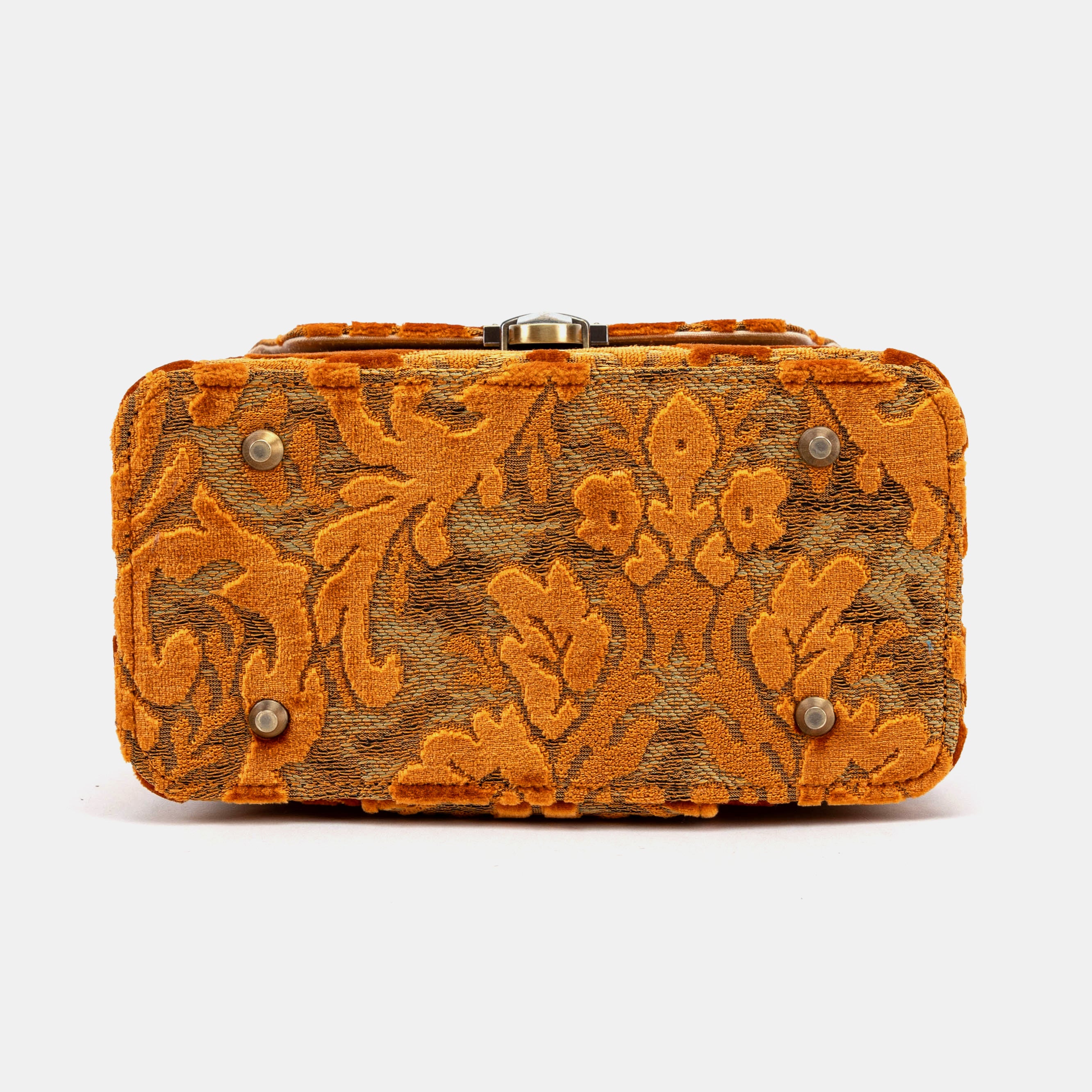 Burnout Velvet Orange Clara Medium Train Case Purse - Image 7