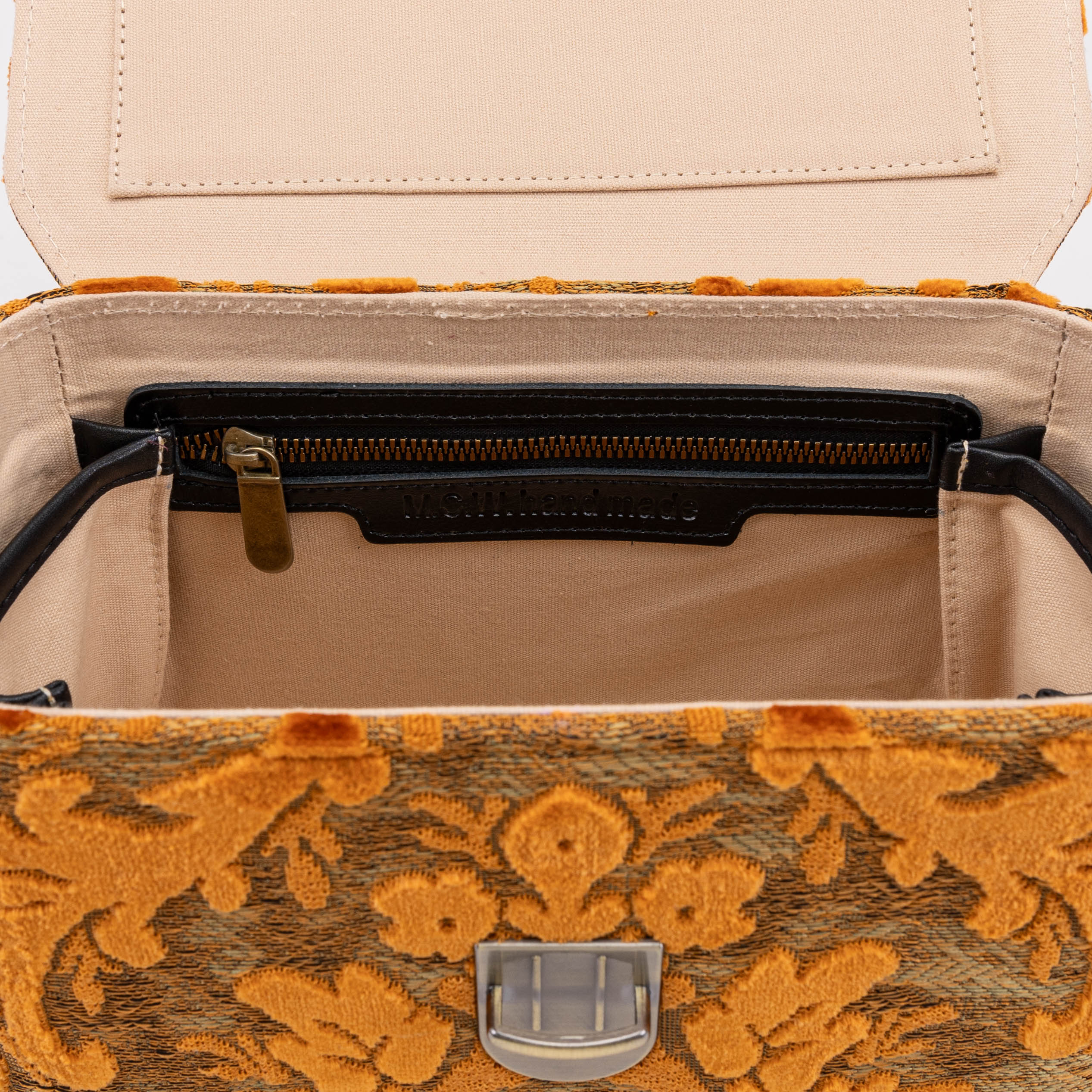 Burnout Velvet Orange Clara Medium Train Case Purse - Image 8