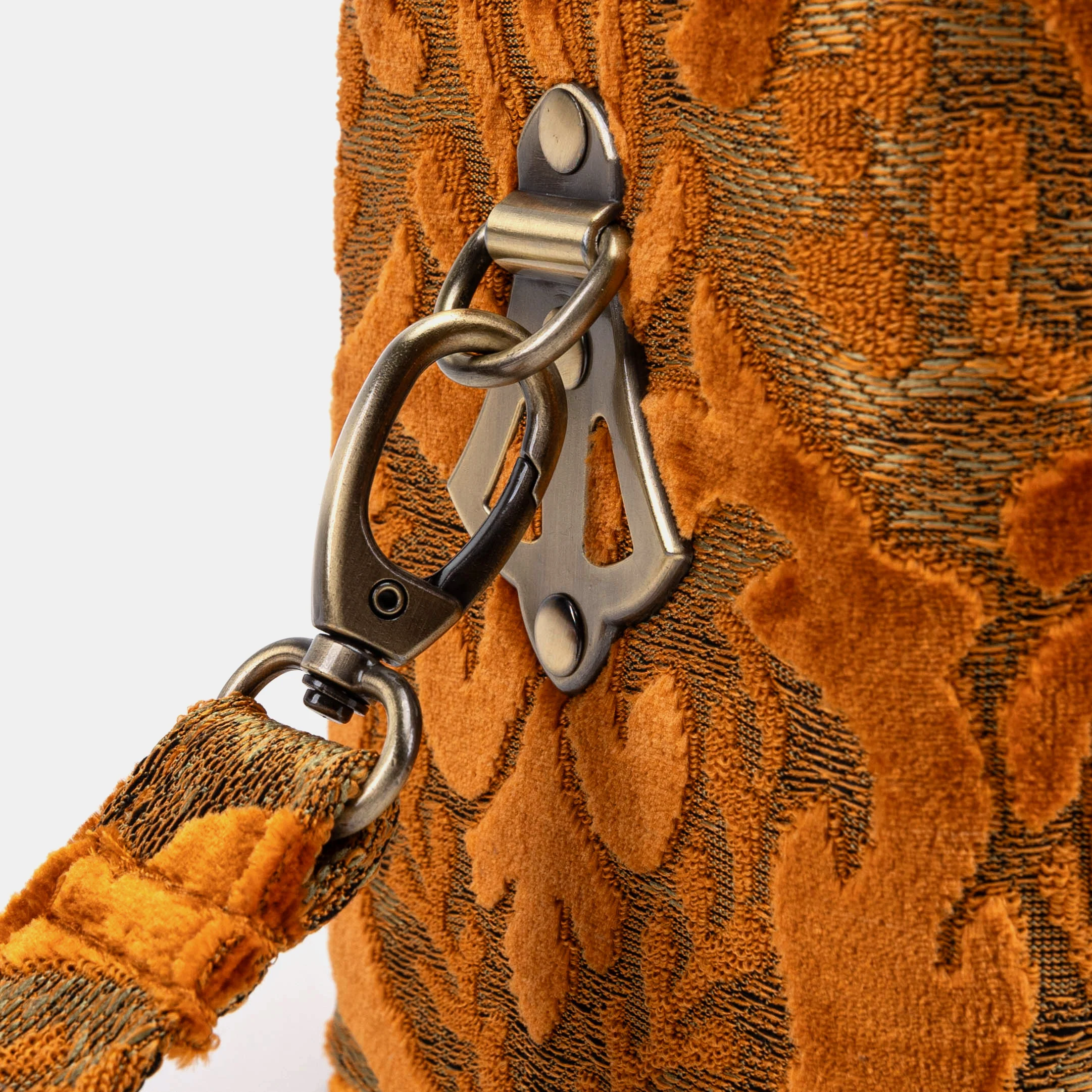 Burnout Velvet Orange Clara Medium Train Case Purse - Image 9
