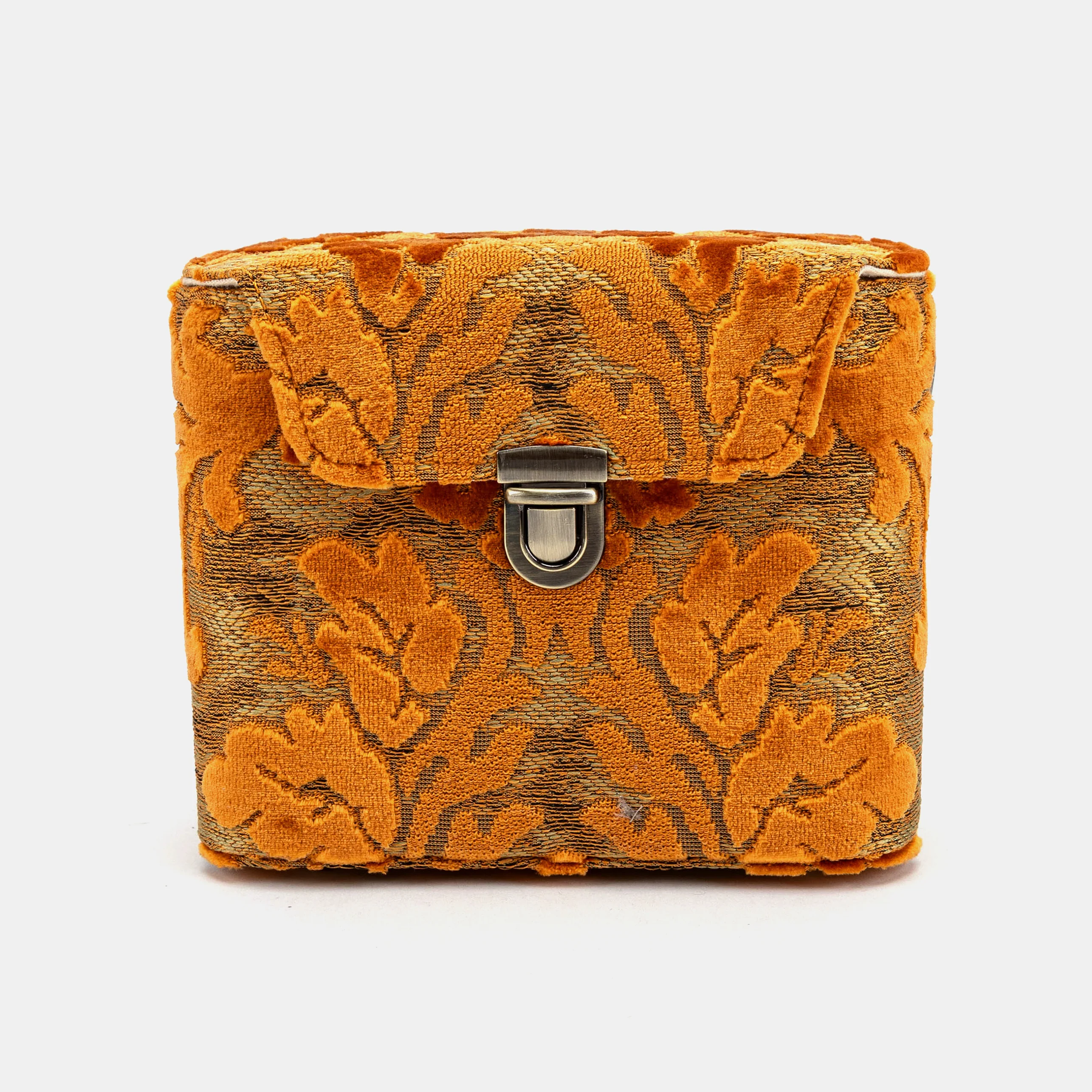 Burnout Velvet Orange Emma Small Train Case Crossbody - Image 3