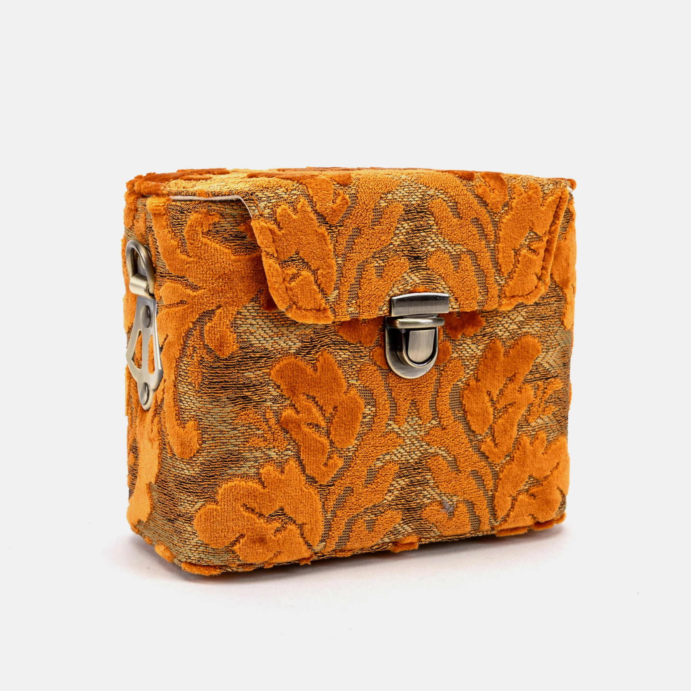 Burnout Velvet Orange Emma Small Train Case Crossbody - Image 4
