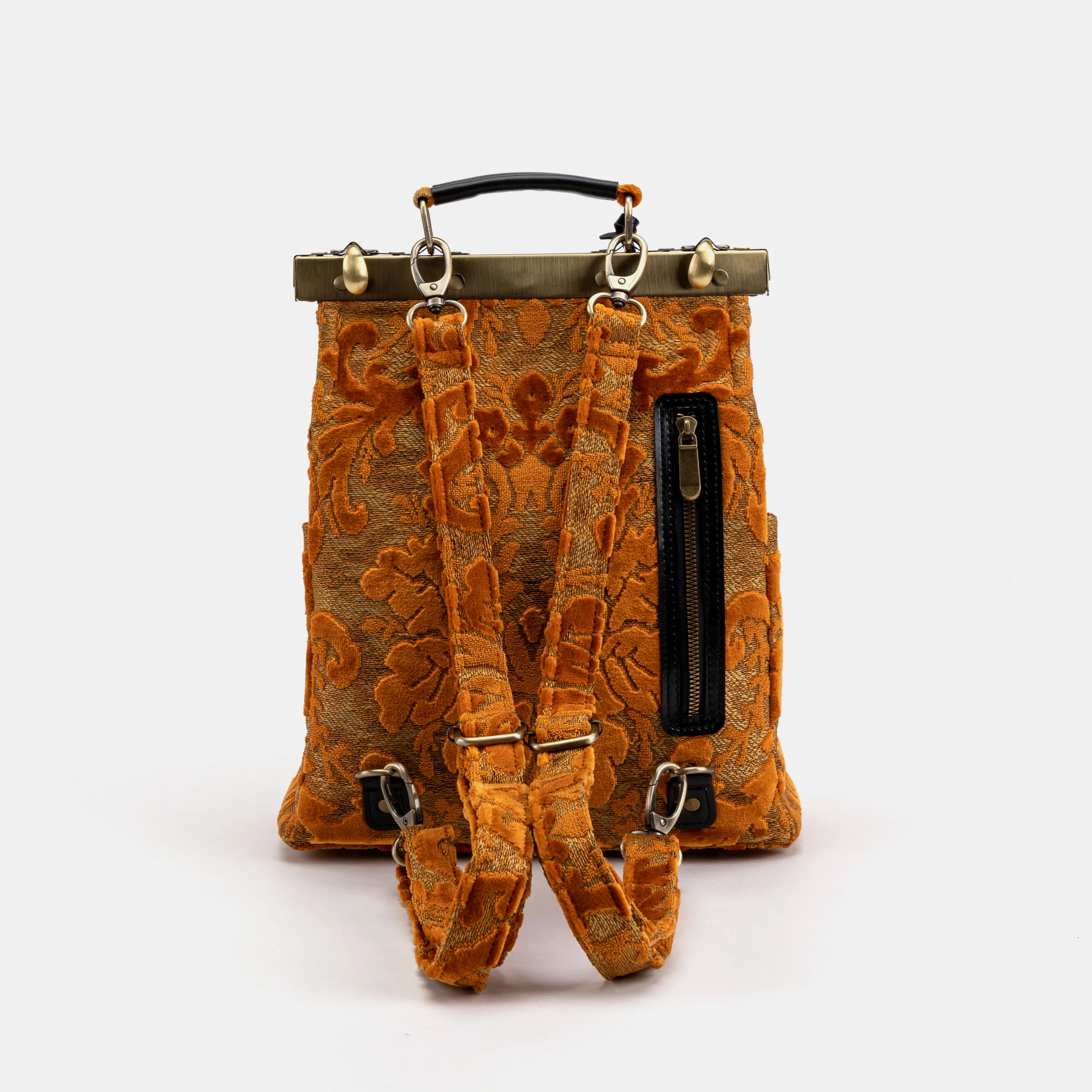 Burnout Velvet Orange Helena Carpet Backpack Gladstone Bag - Image 5