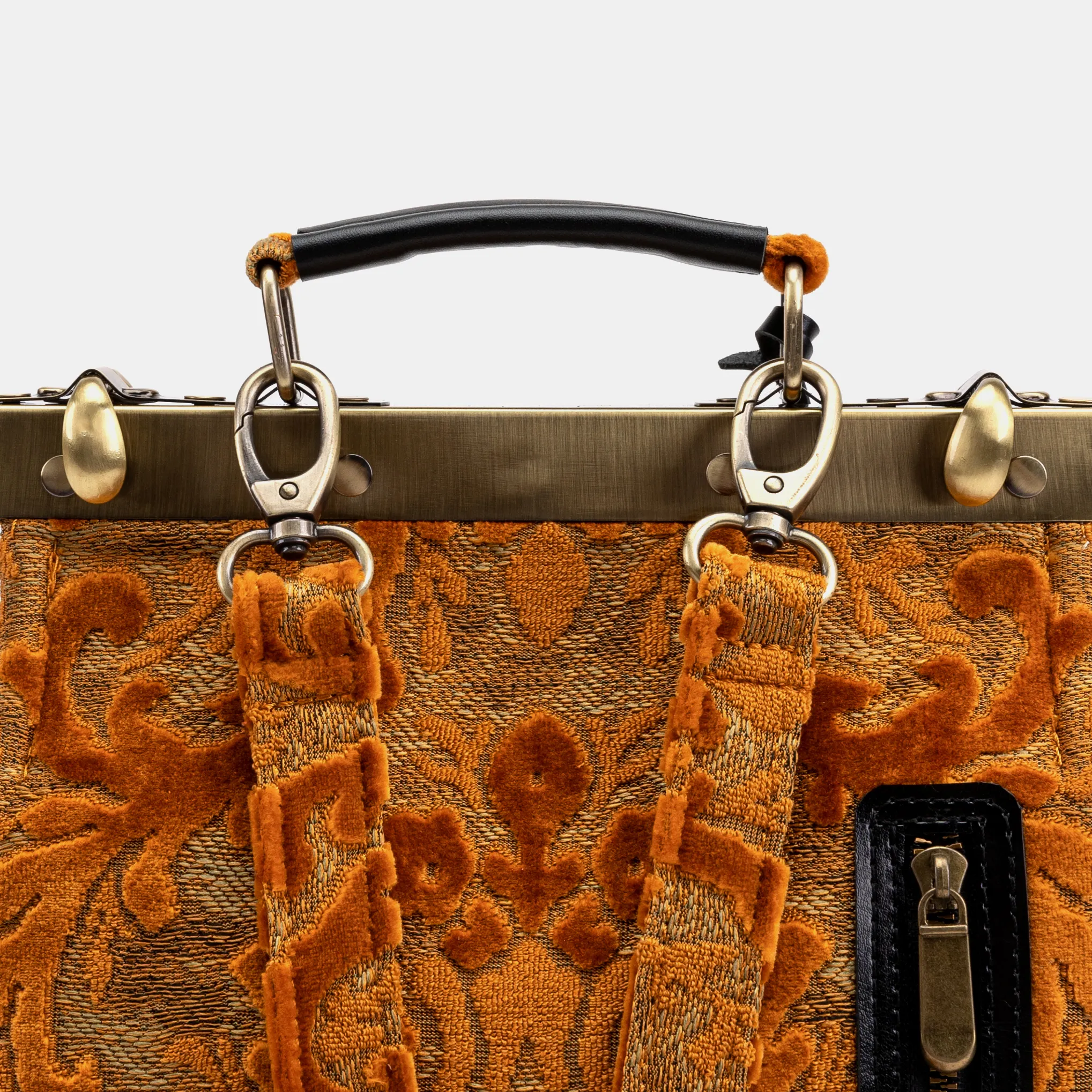 Burnout Velvet Orange Helena Carpet Backpack Gladstone Bag - Image 6