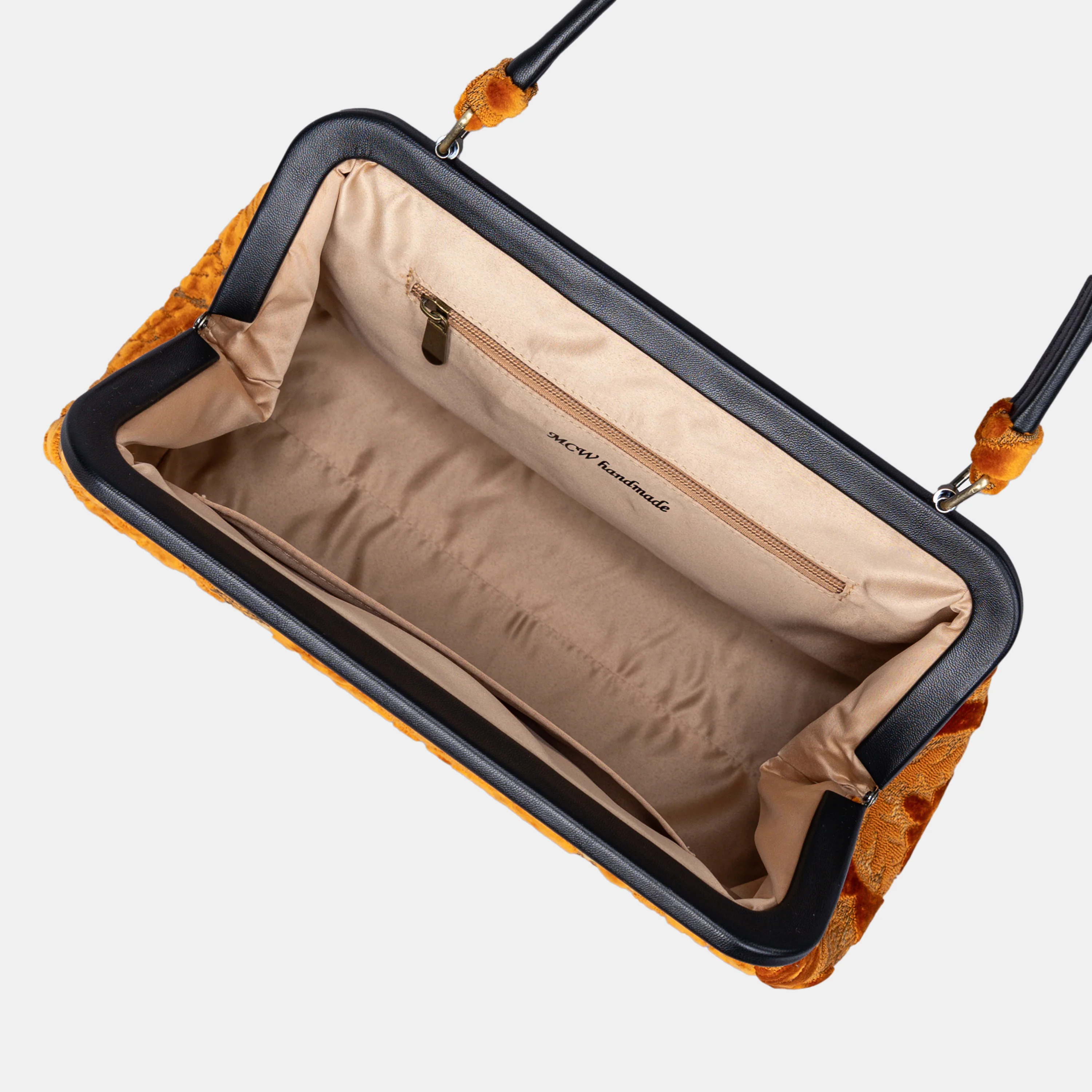 Burnout Velvet Orange Shoulder Bag - Image 7
