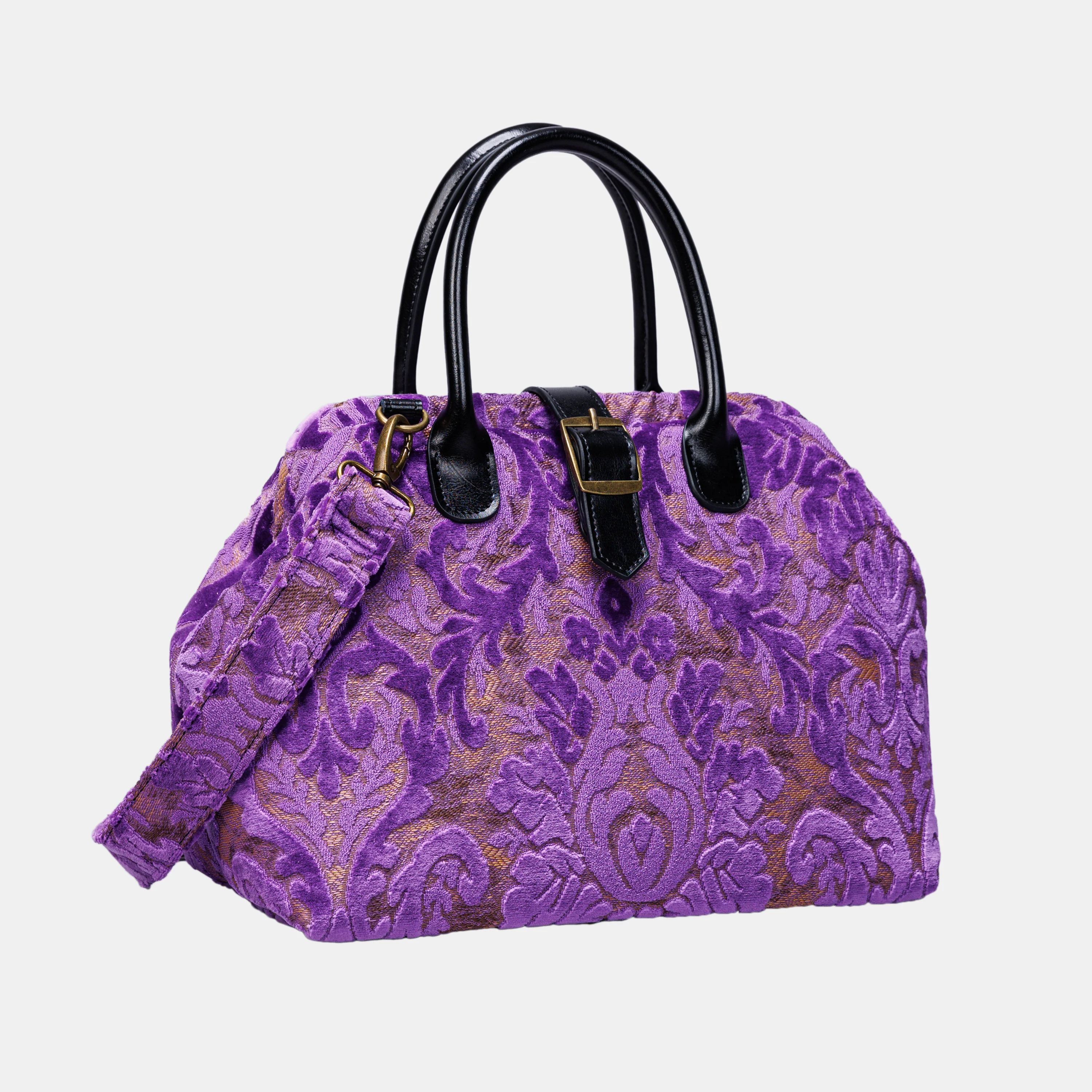 Burnout Velvet Purple Carpet Handbag Purse - Image 3