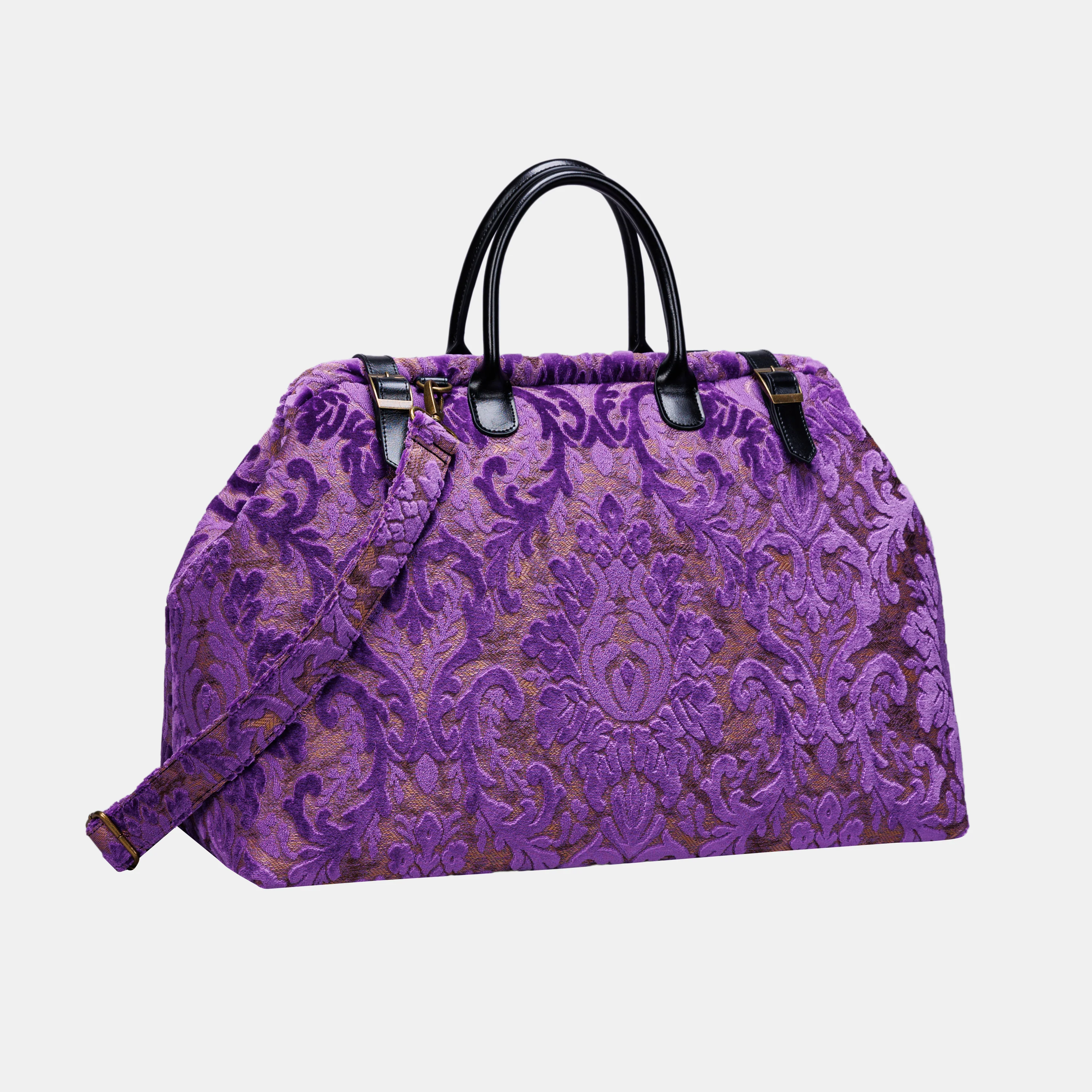 Burnout Velvet Purple Large Carpetbag - Image 3