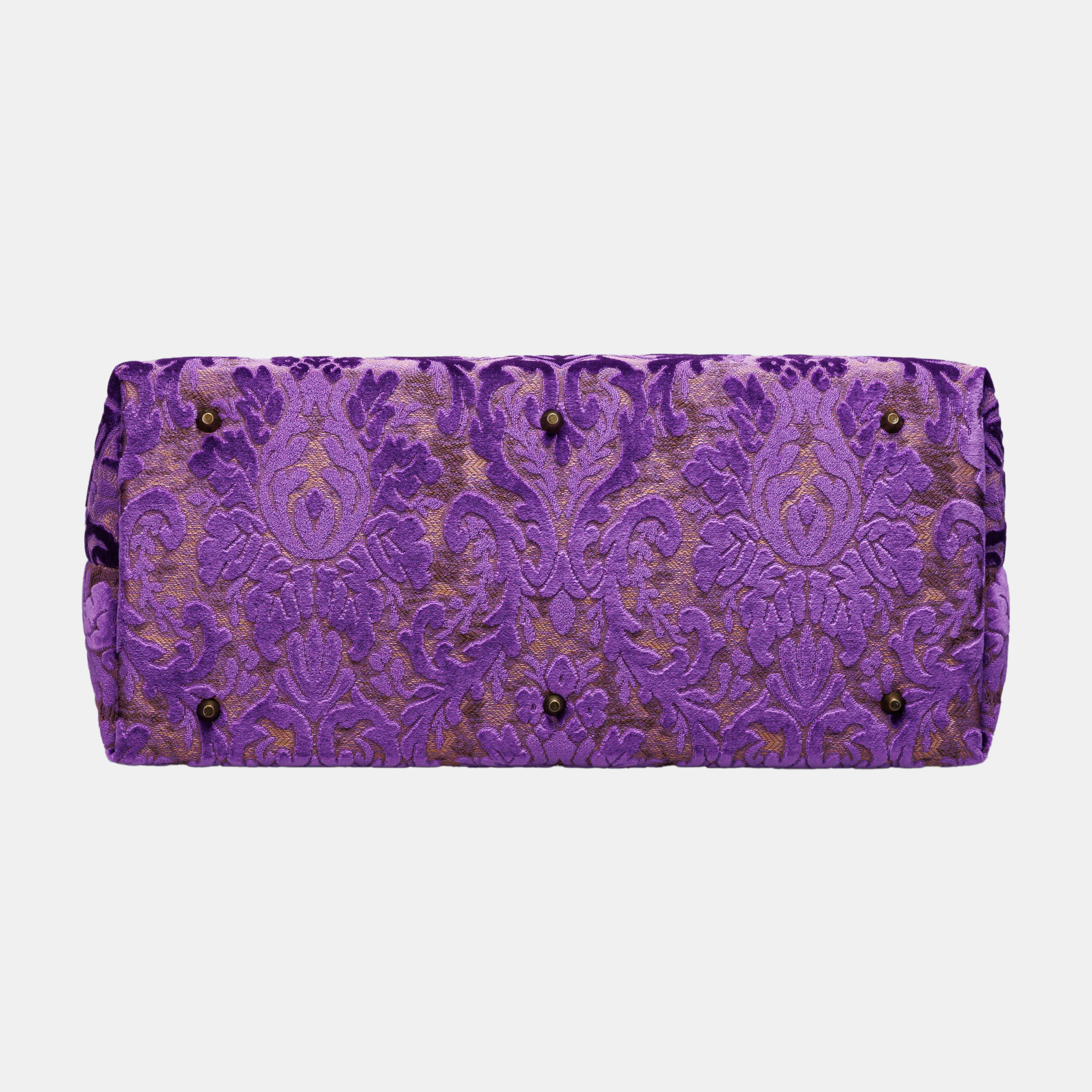 Burnout Velvet Purple Large Carpetbag - Image 7