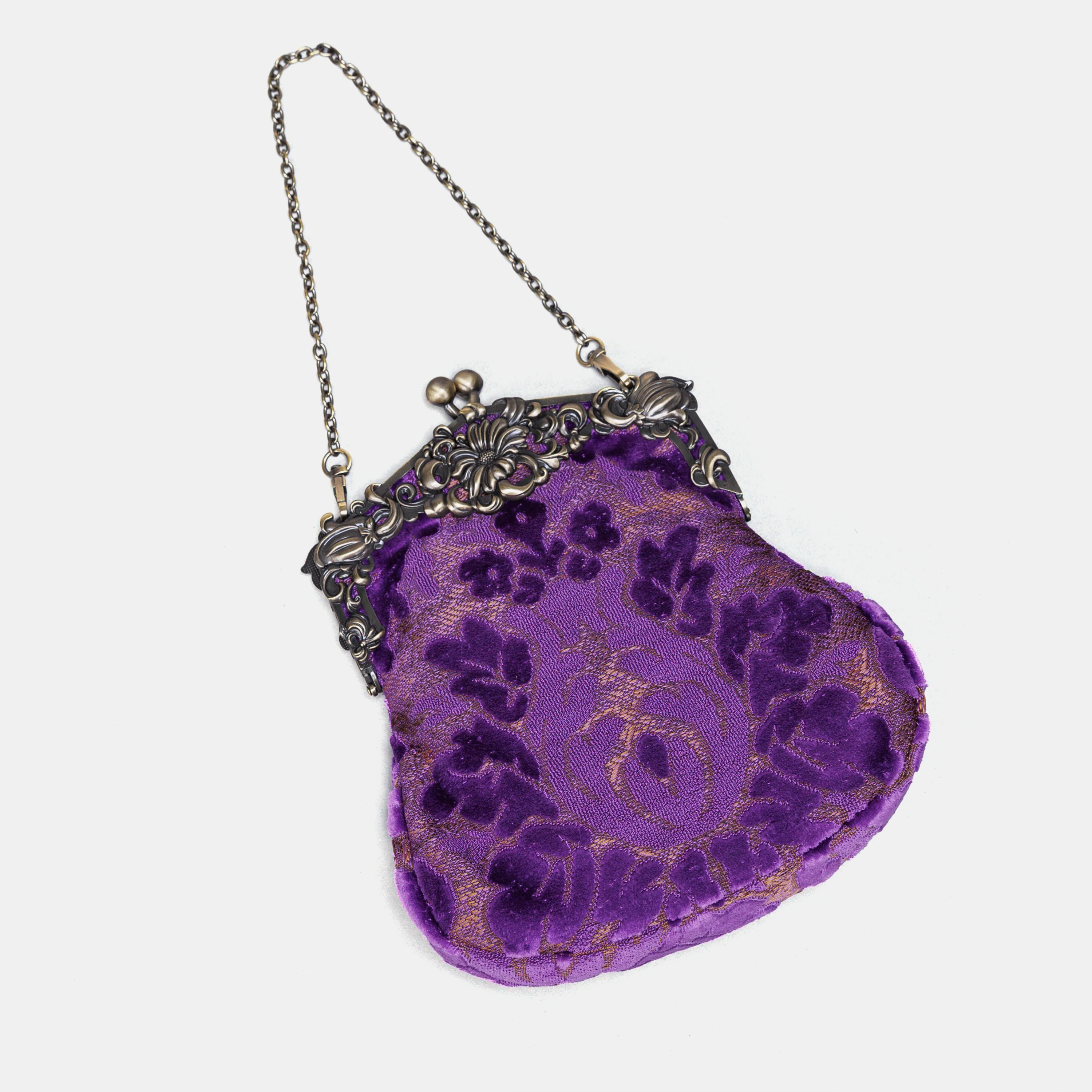 Burnout Velvet Purple Chatelaine Purse Large - Image 3