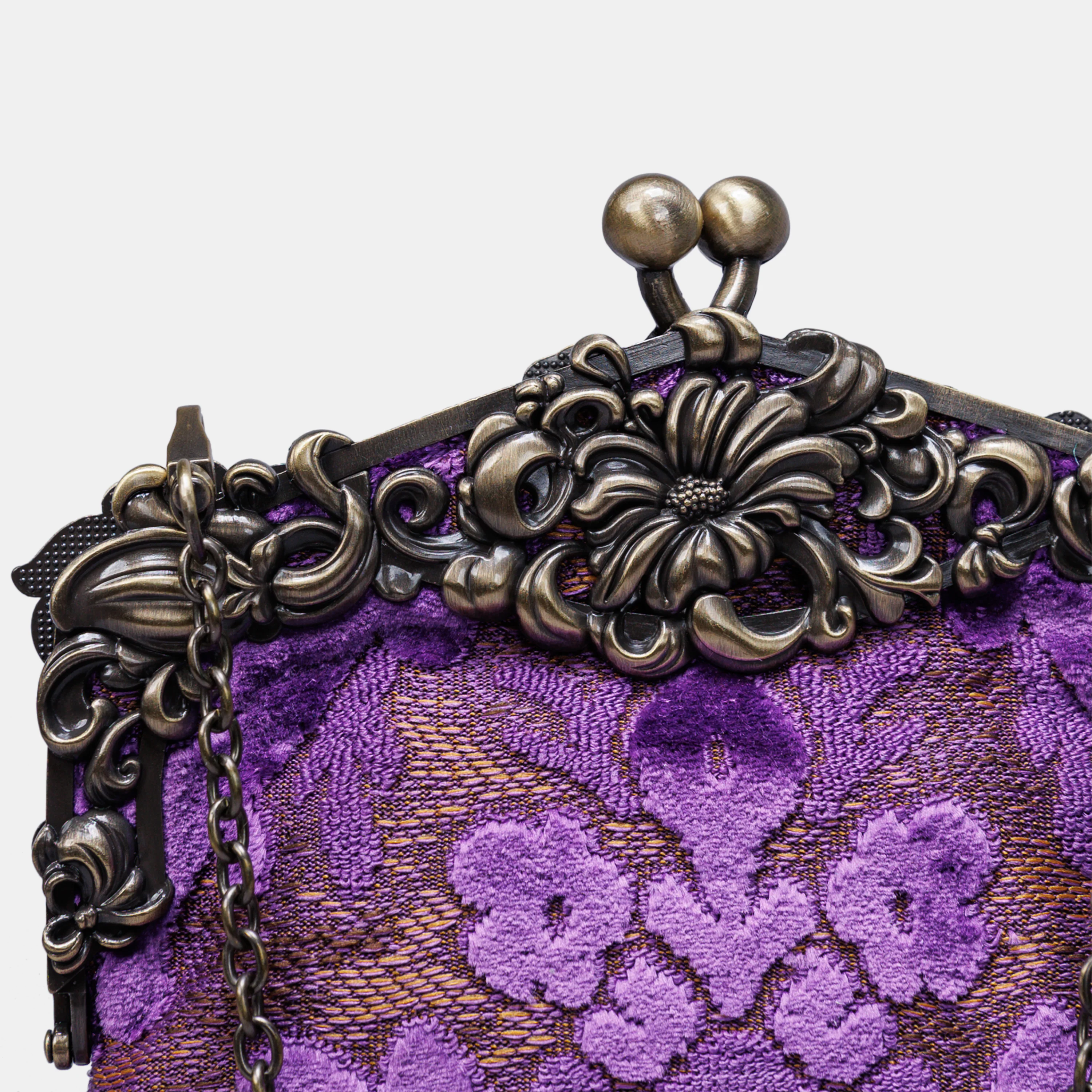 Burnout Velvet Purple Chatelaine Purse Large - Image 5
