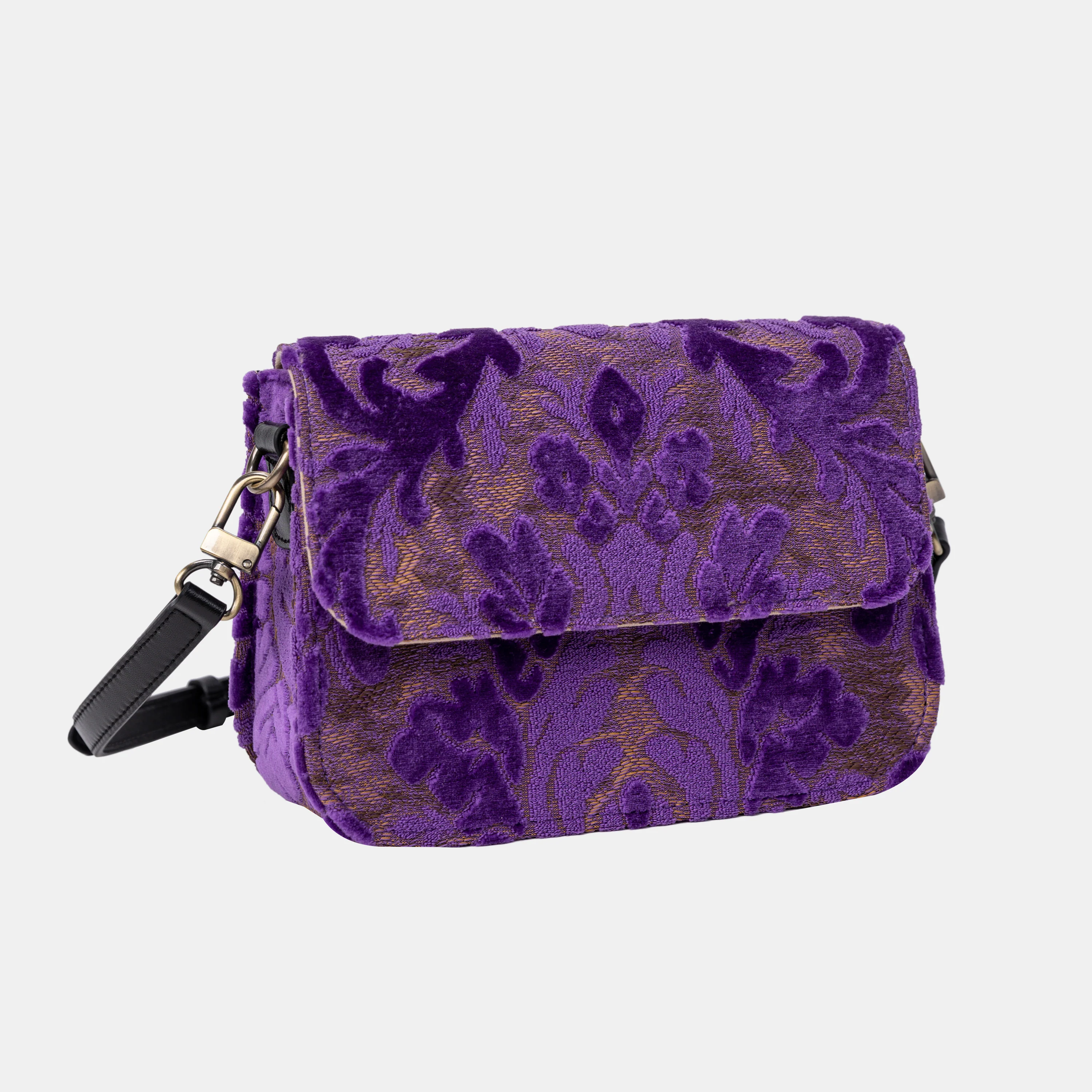 Burnout Velvet Purple Flap Crossbody Bag - Image 2