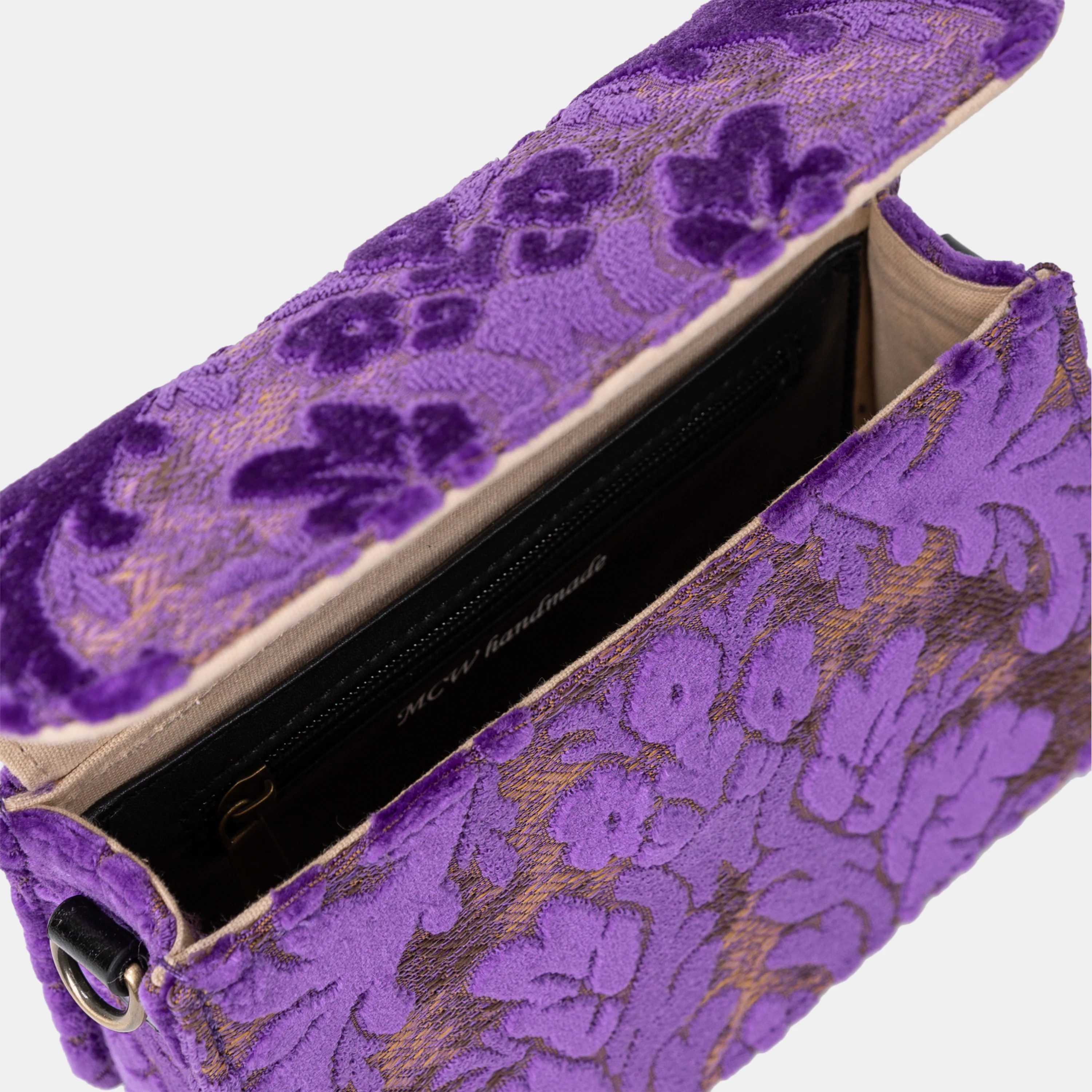 Burnout Velvet Purple Flap Crossbody Bag - Image 5