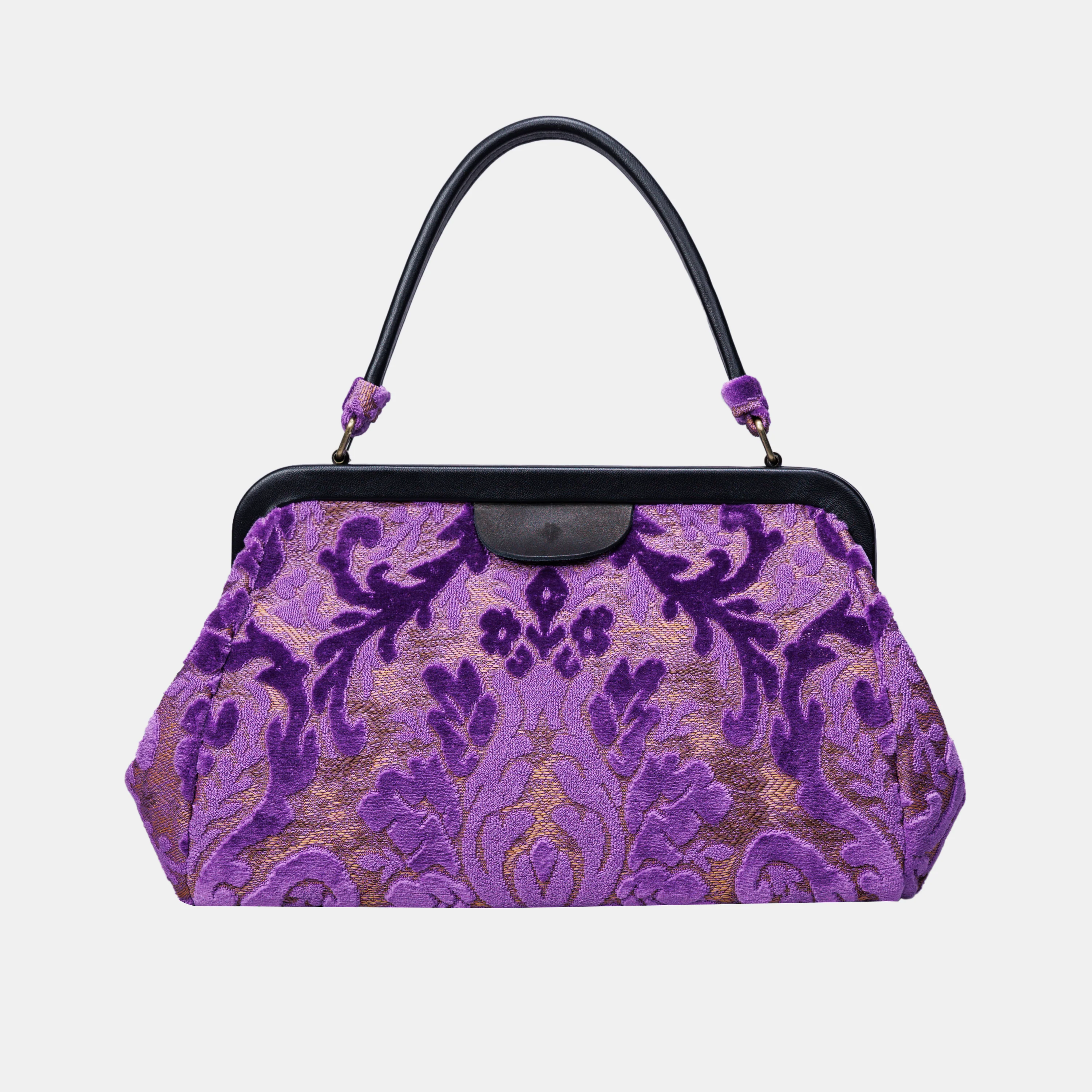 Burnout Velvet Purple Top Handle Purse - Image 3