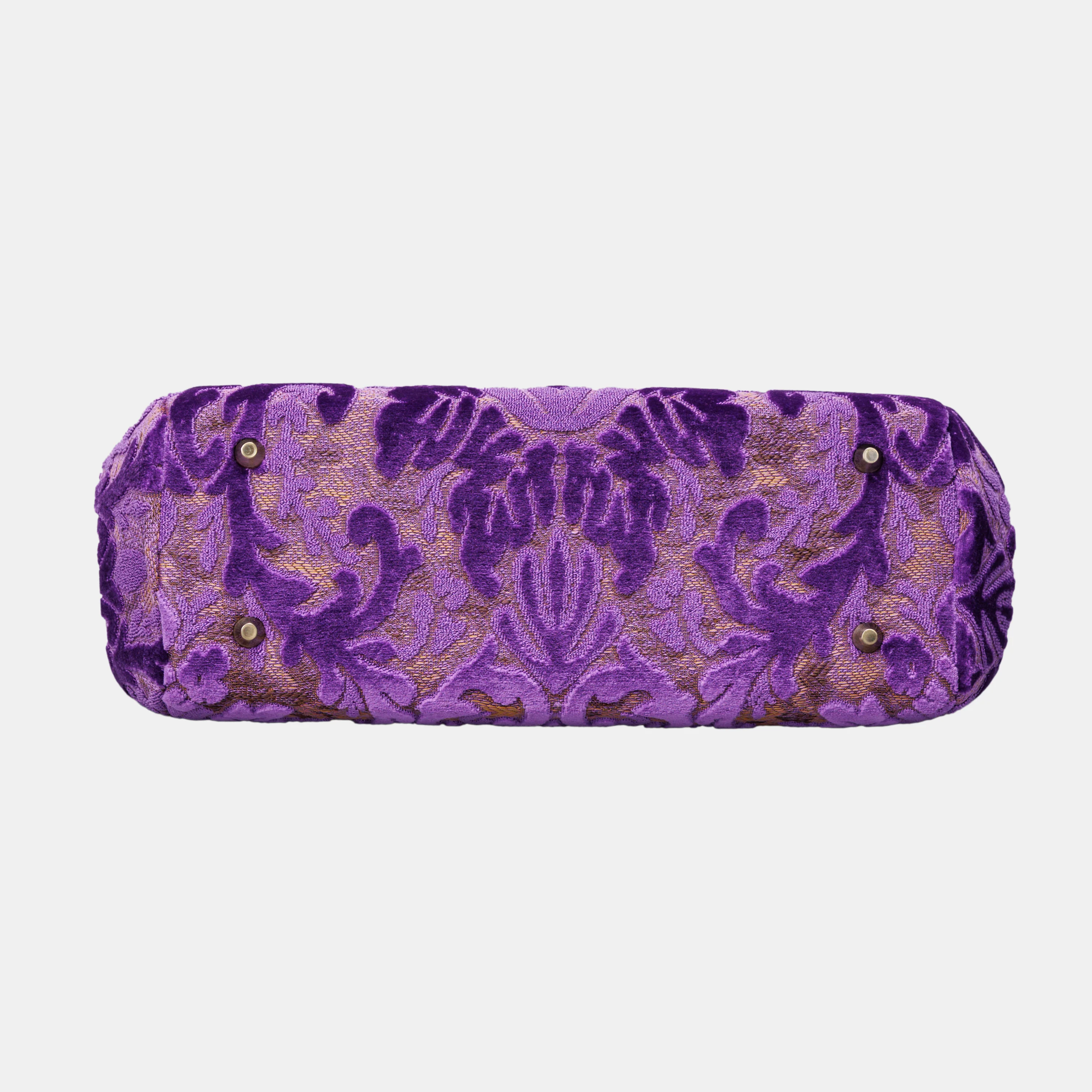 Burnout Velvet Purple Top Handle Purse - Image 5