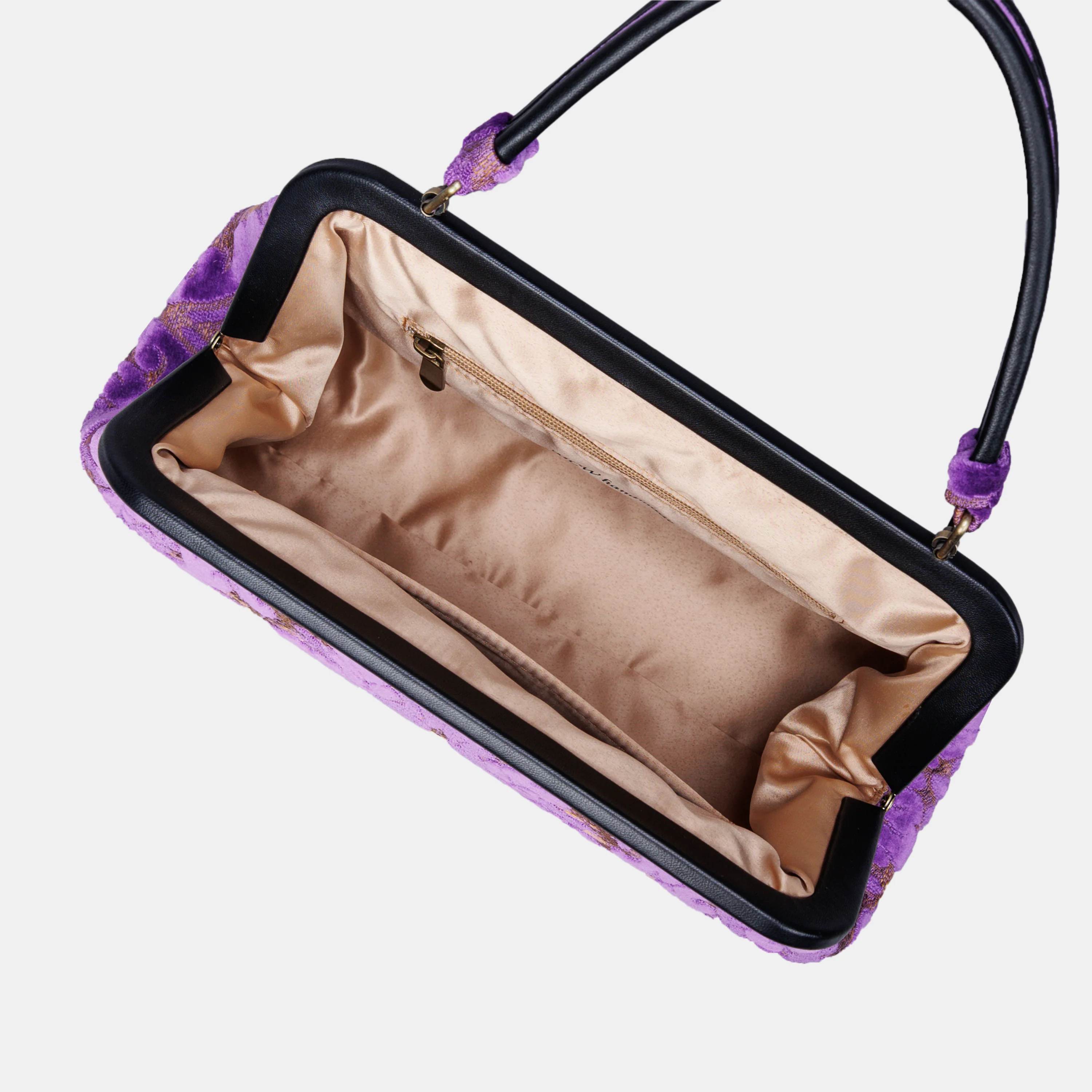 Burnout Velvet Purple Top Handle Purse - Image 6