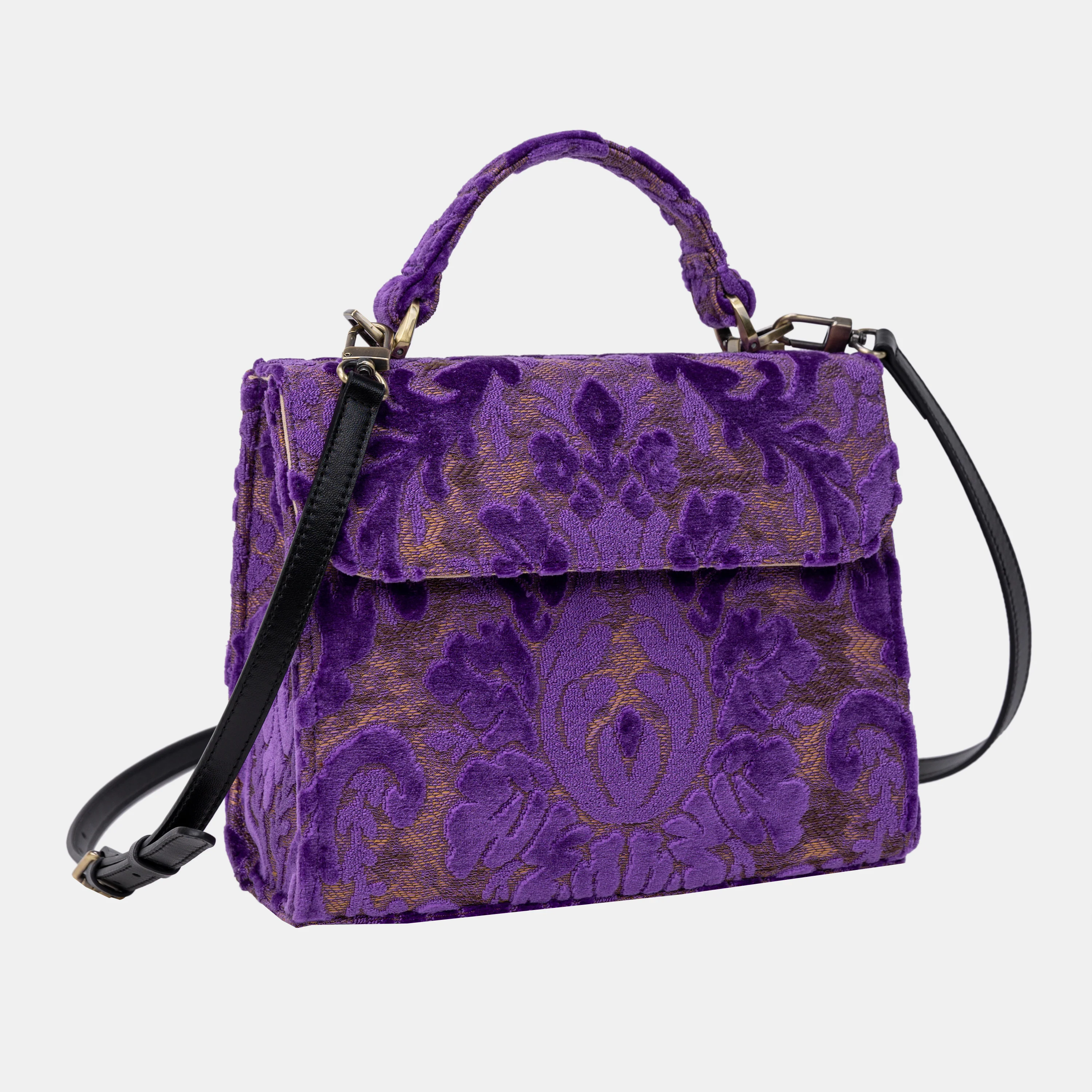 Burnout Velvet Purple Flap Satchel - Image 3