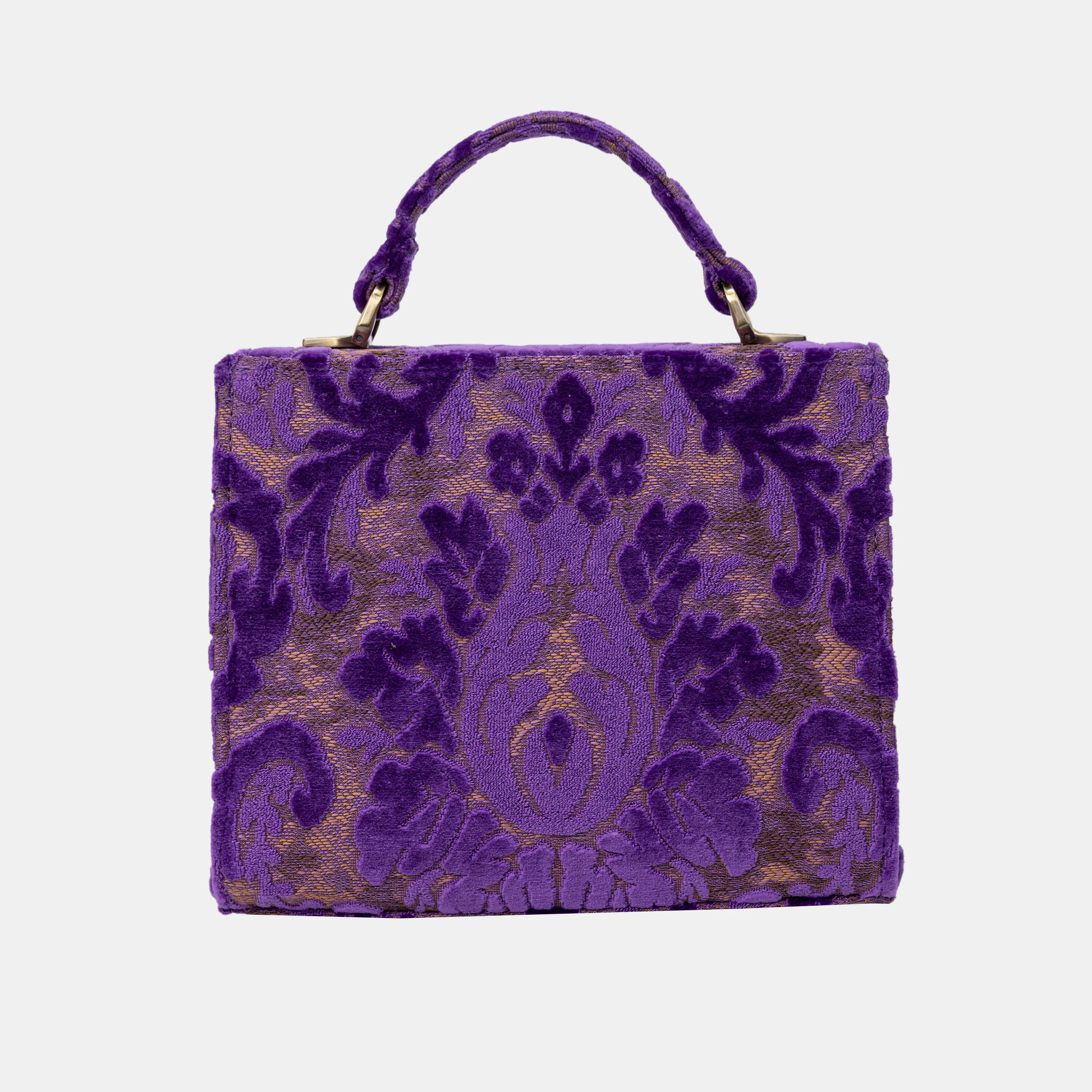 Burnout Velvet Purple Flap Satchel - Image 4