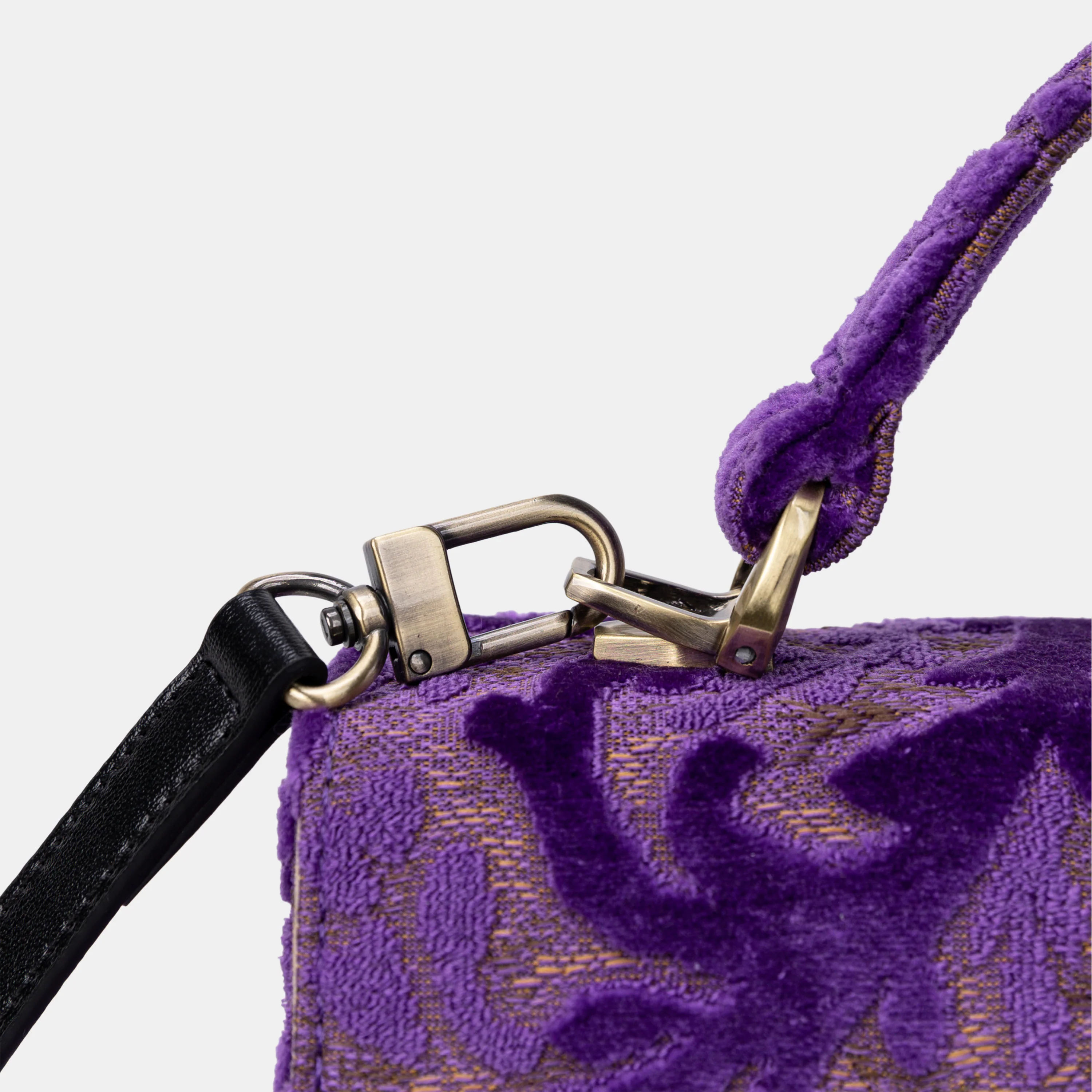 Burnout Velvet Purple Flap Satchel - Image 8